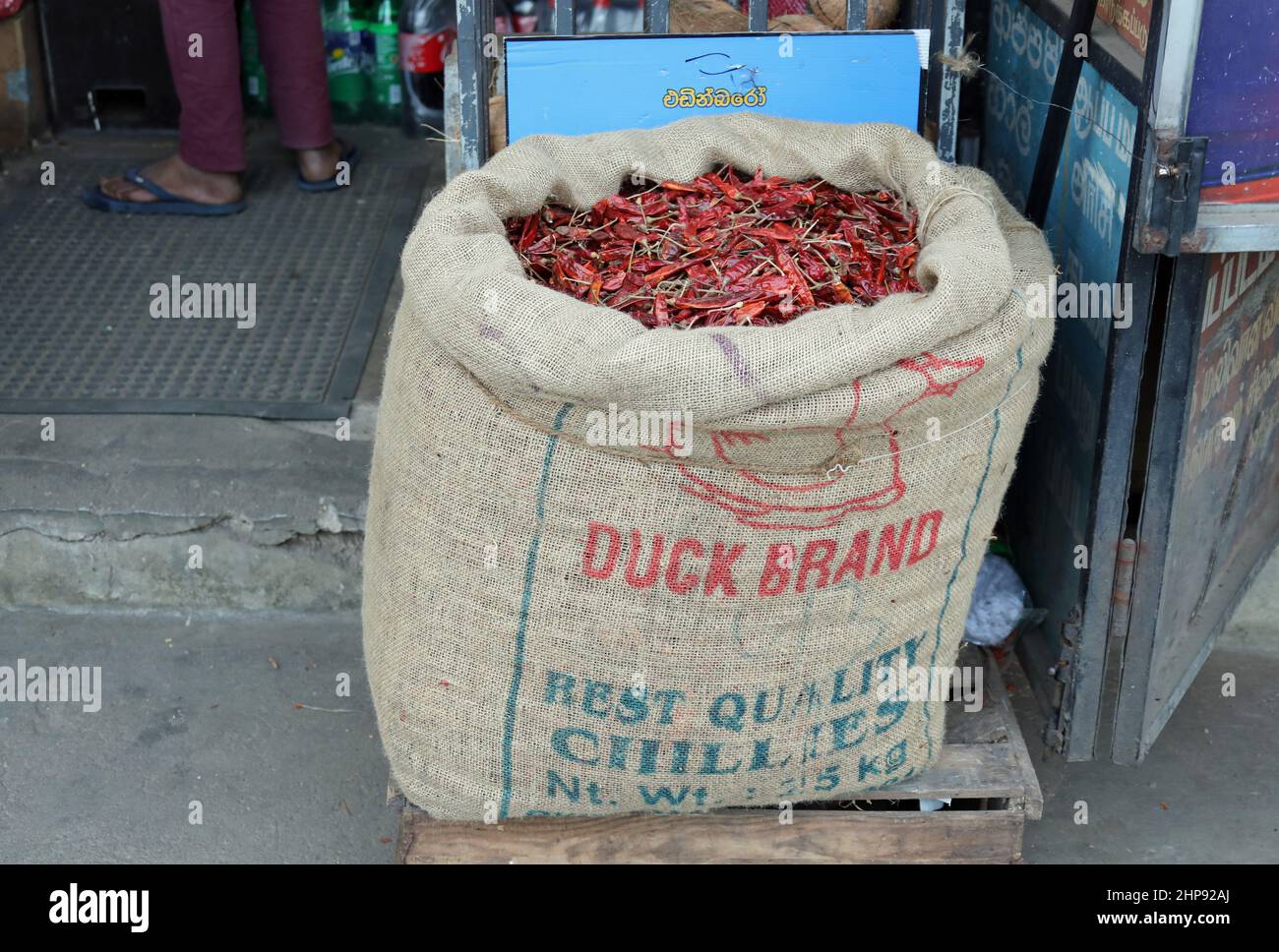 Sacco di peperoncini secchi in Sri Lanka Foto Stock