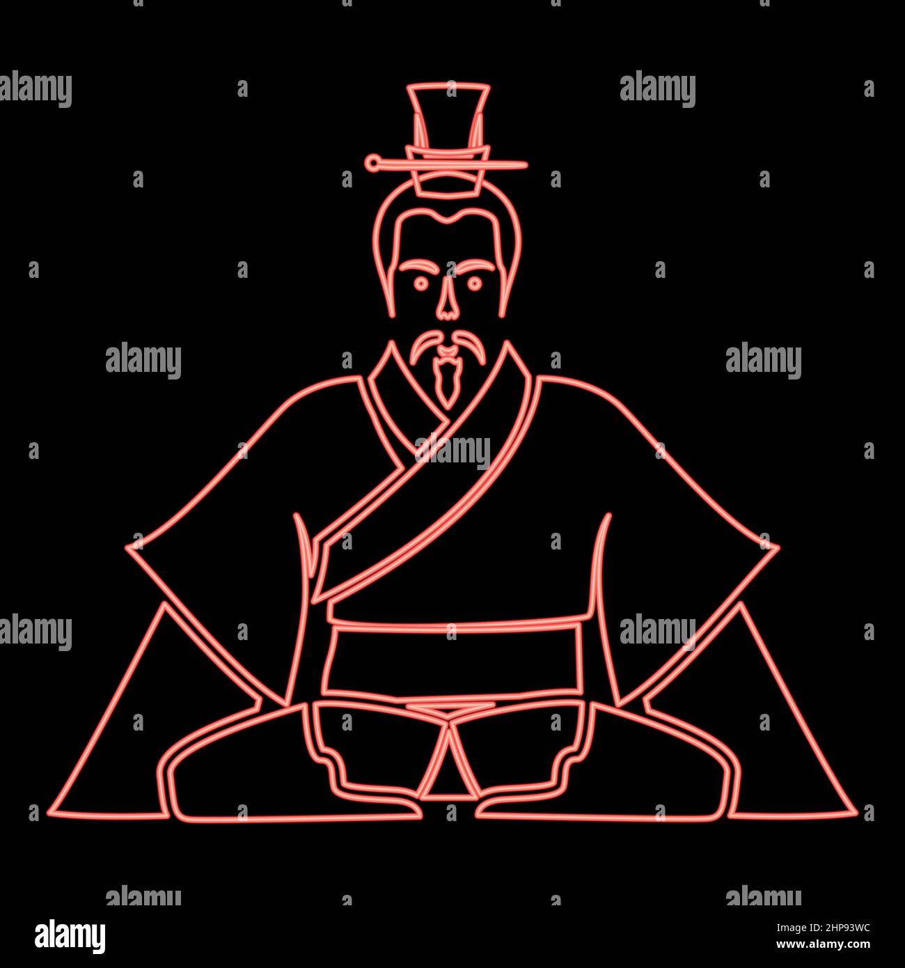 Neon imperatore della cina nero rosso vettore colore illustrazione immagine stile piatto Illustrazione Vettoriale
