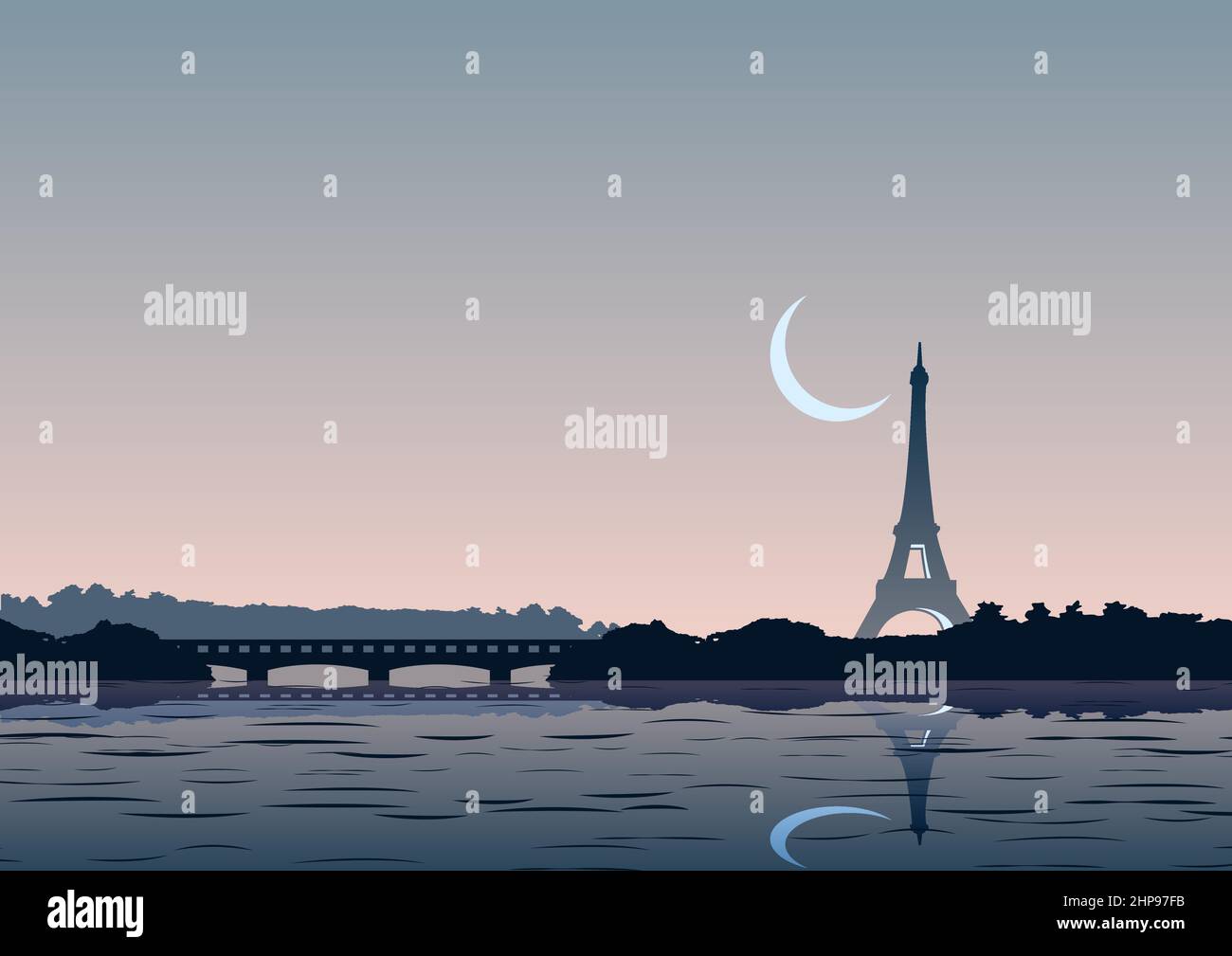 Design della silhouette dello sfondo della torre eiffel, illustrazione vettoriale Illustrazione Vettoriale