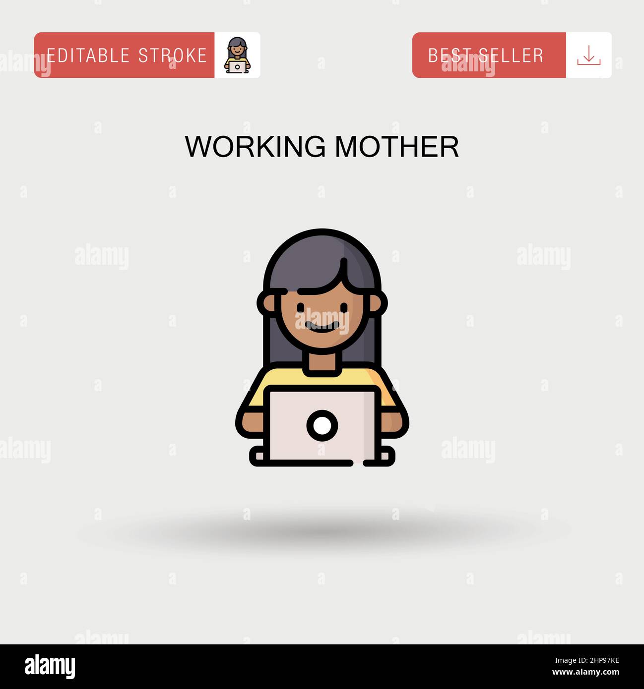 Icona vettore semplice della madre che lavora. Illustrazione Vettoriale