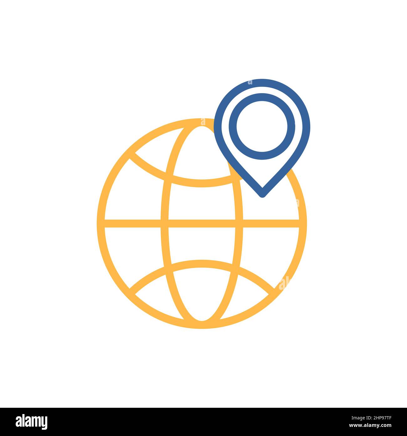 Pianeta terra e indicatore di posizione su di esso icona Illustrazione Vettoriale