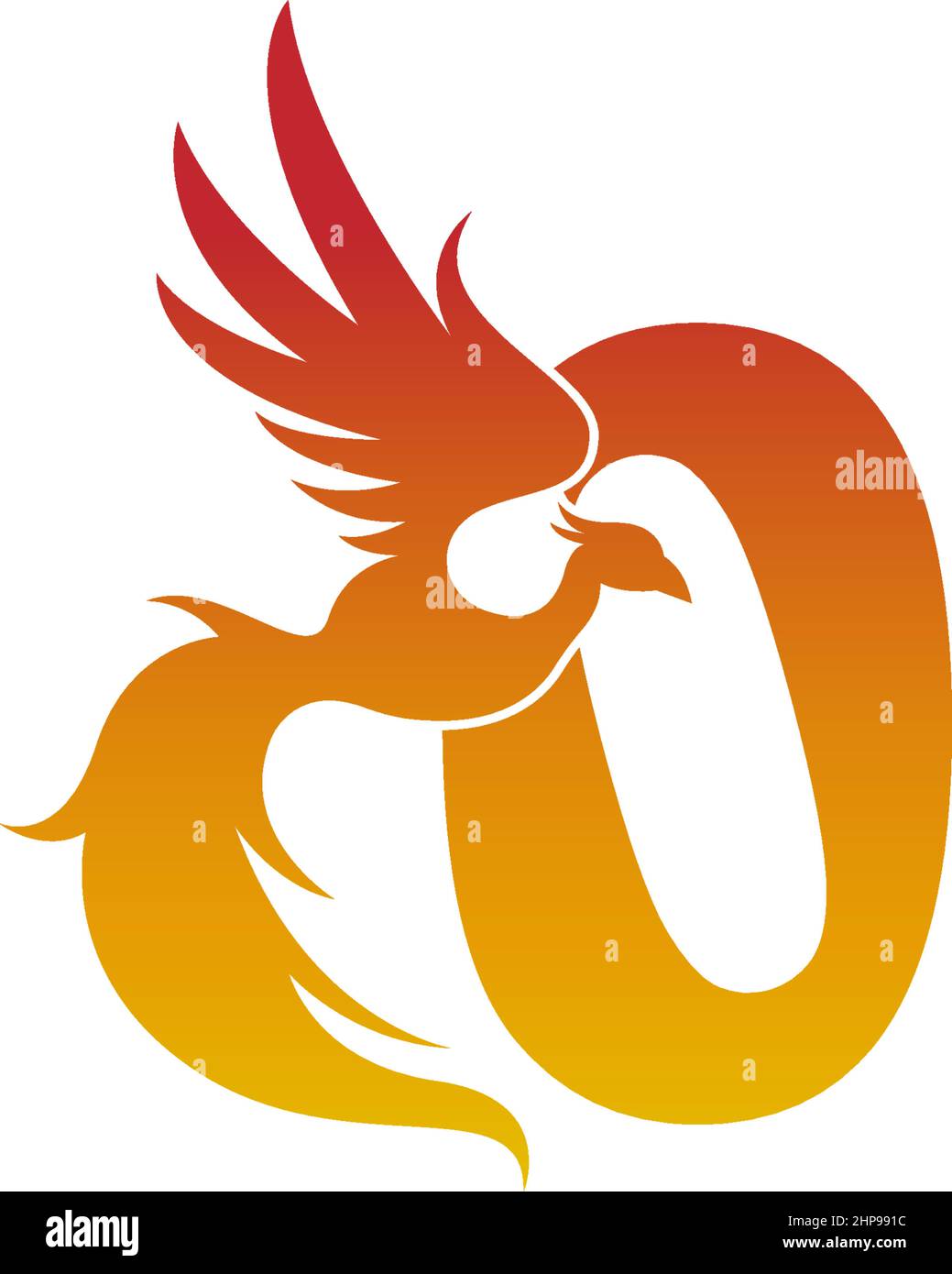 Icona numero zero con modello di design con logo phoenix Illustrazione Vettoriale
