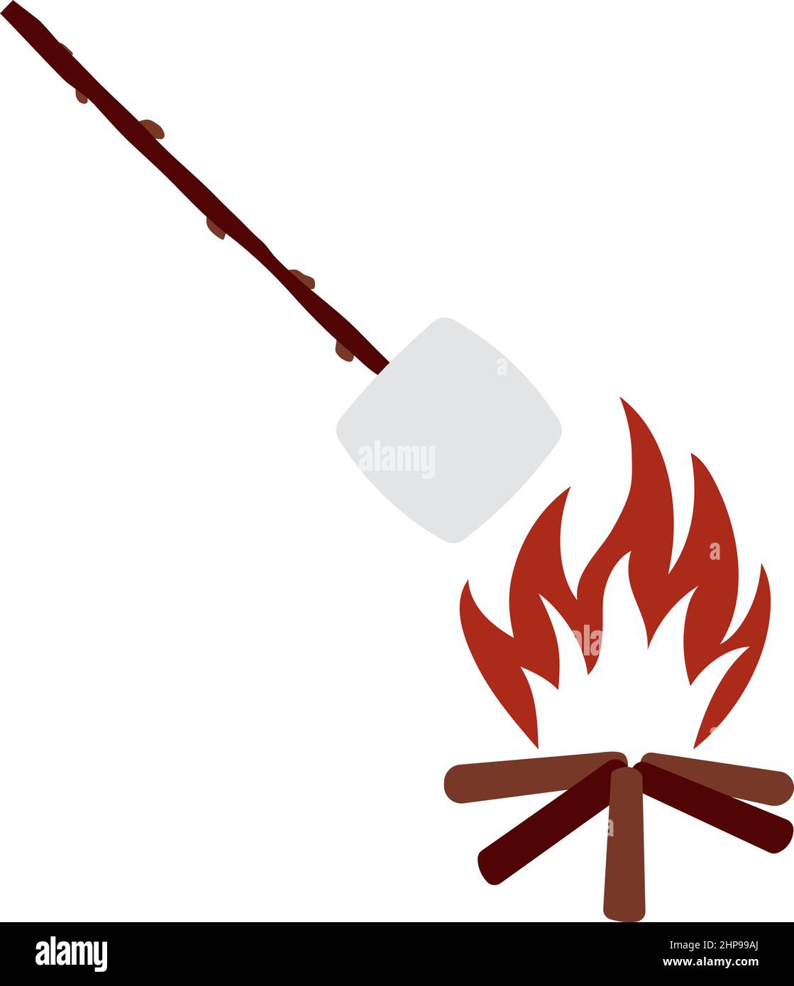 Iicon di Campeggio fuoco con Marshmallow Illustrazione Vettoriale