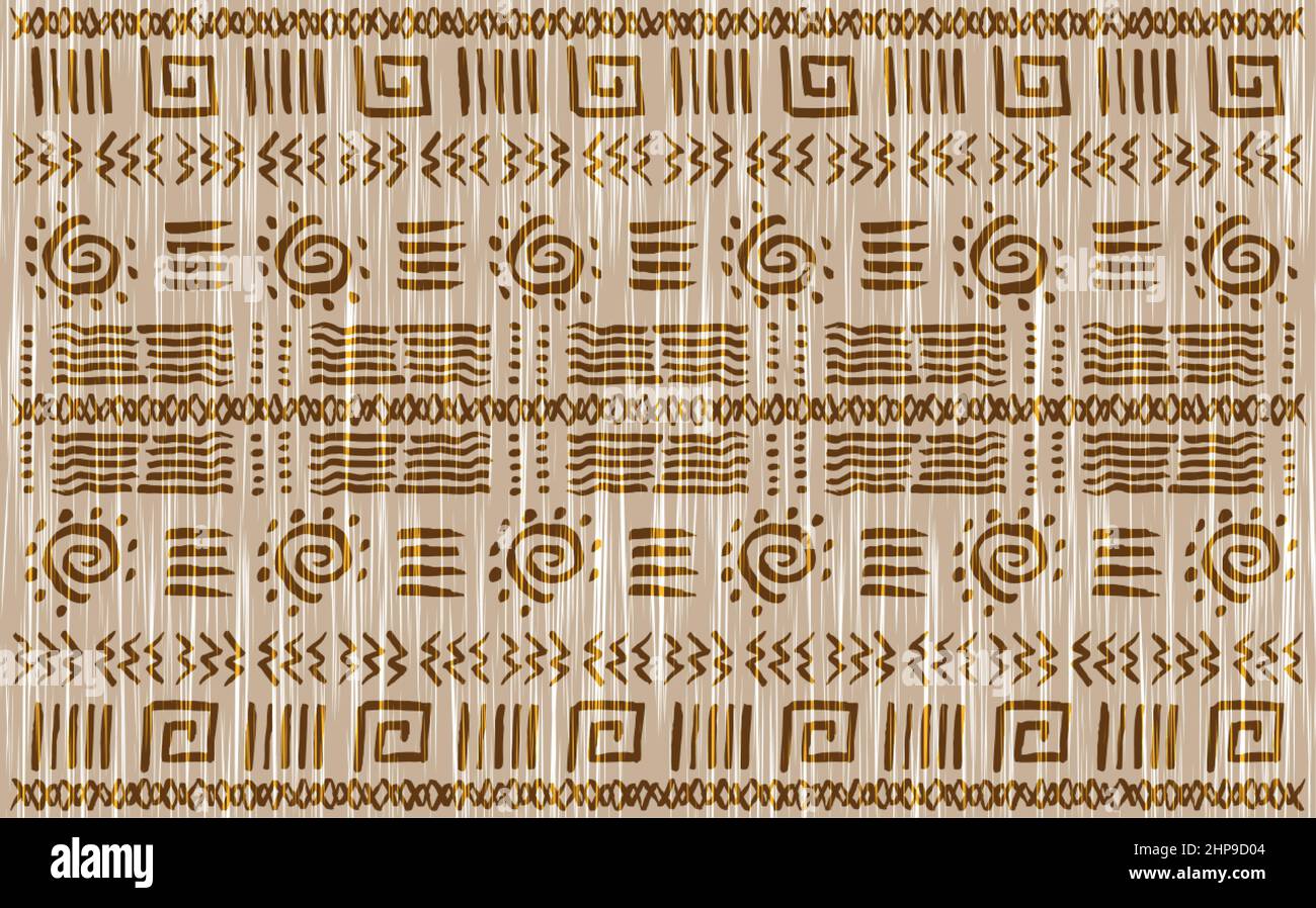 African Wax Print Fabric, ornamento etnico fatto a mano per il vostro design, motivi tribali motivi geometrici. Struttura vettoriale, tessuto afro Ankara Illustrazione Vettoriale