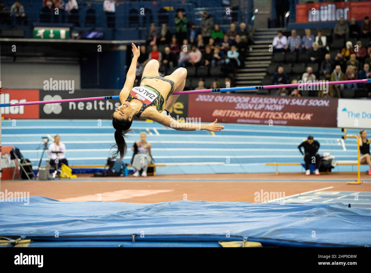 Sabato 19 Febbraio 2022: LAURA ZIALOR GBR nel Womens High Jump al Müller Indoor Grand Prix di Birmingham all'Utilita Arena di Birmingham Foto Stock