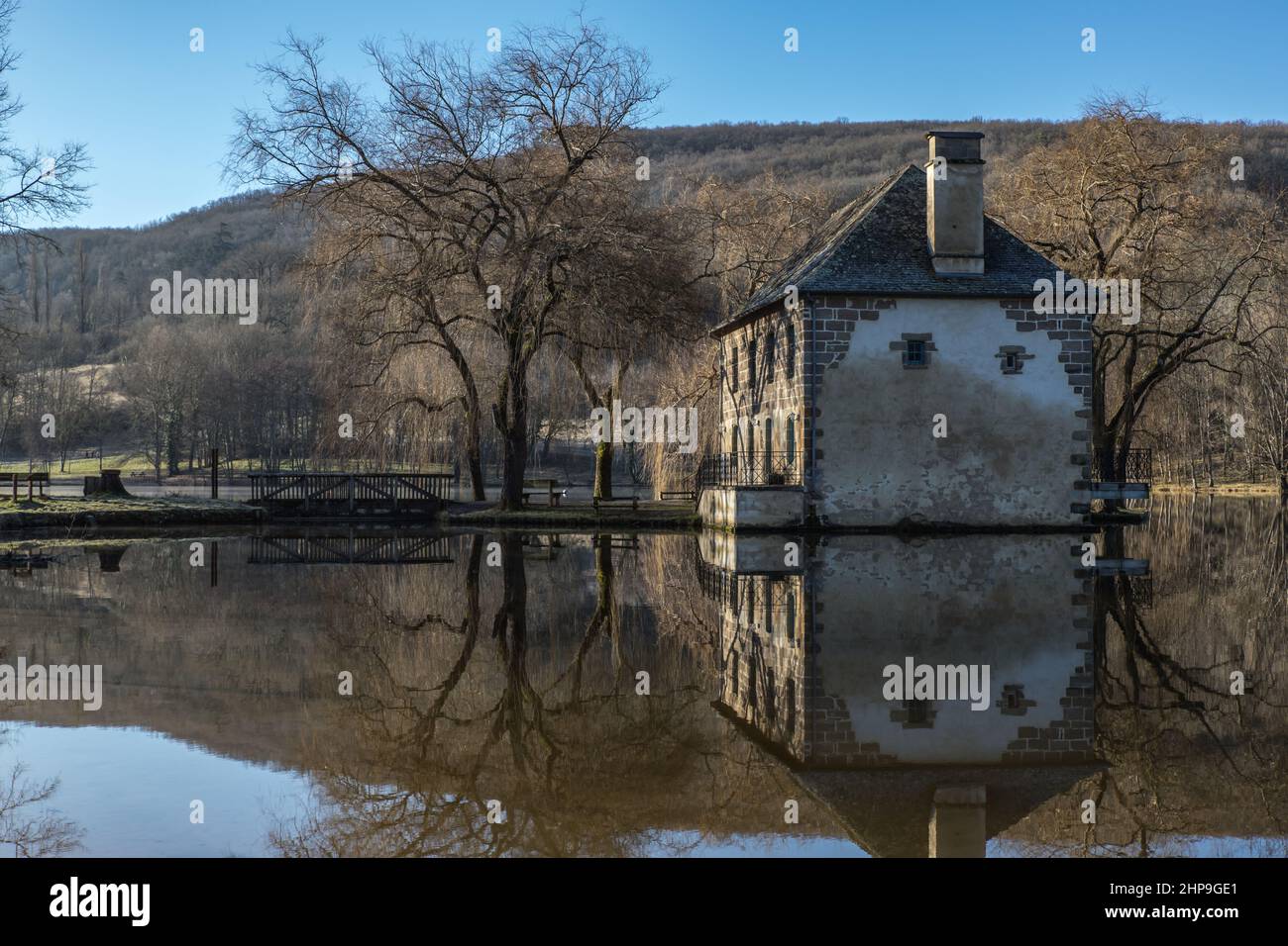 Lac du Causse en hiver - Moulin de Lissac Foto Stock