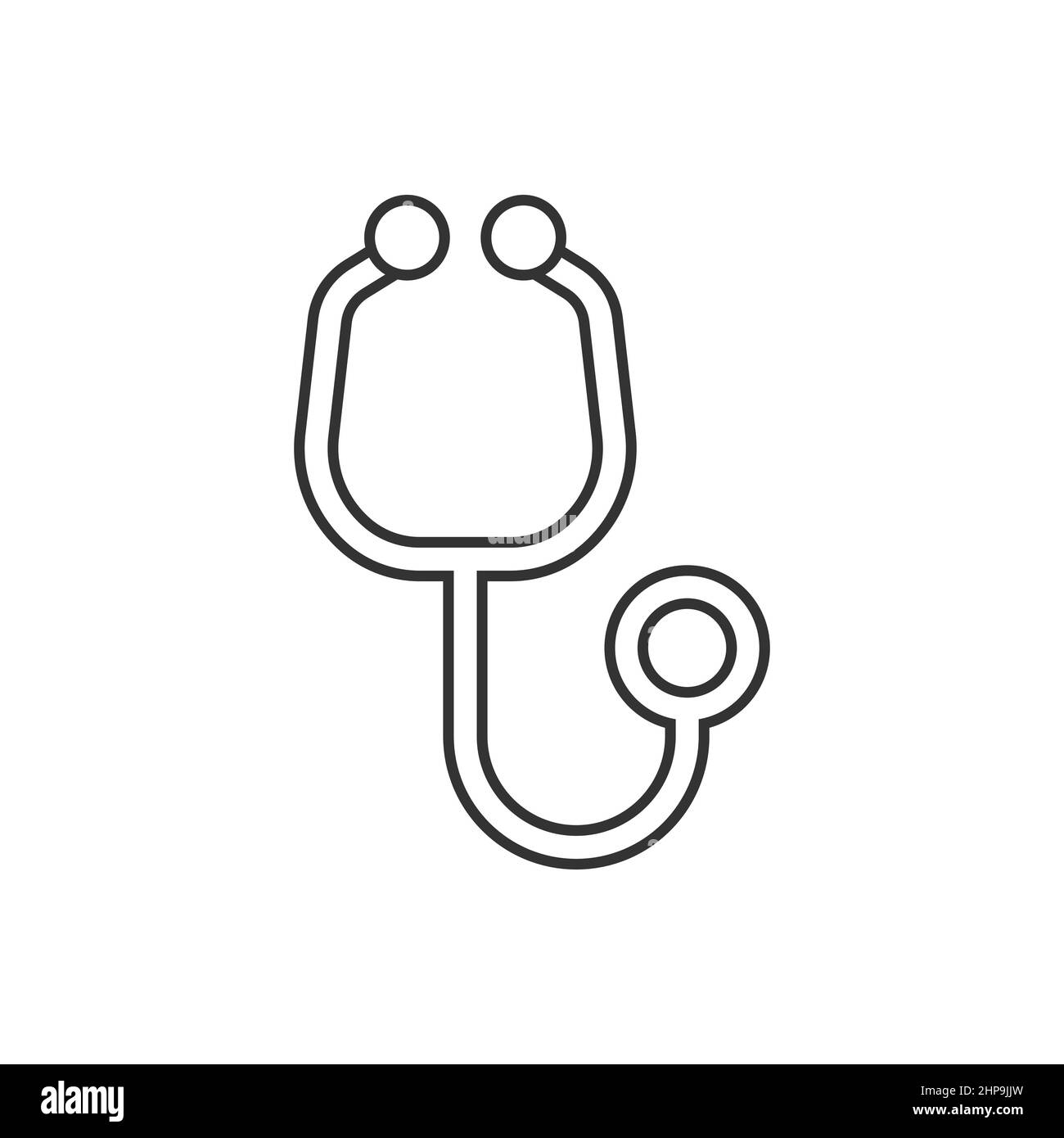 Icona stetoscopio in stile piatto. Illustrazione del vettore diagnostico cardiaco su sfondo isolato. Medicina segno di business concetto. Illustrazione Vettoriale