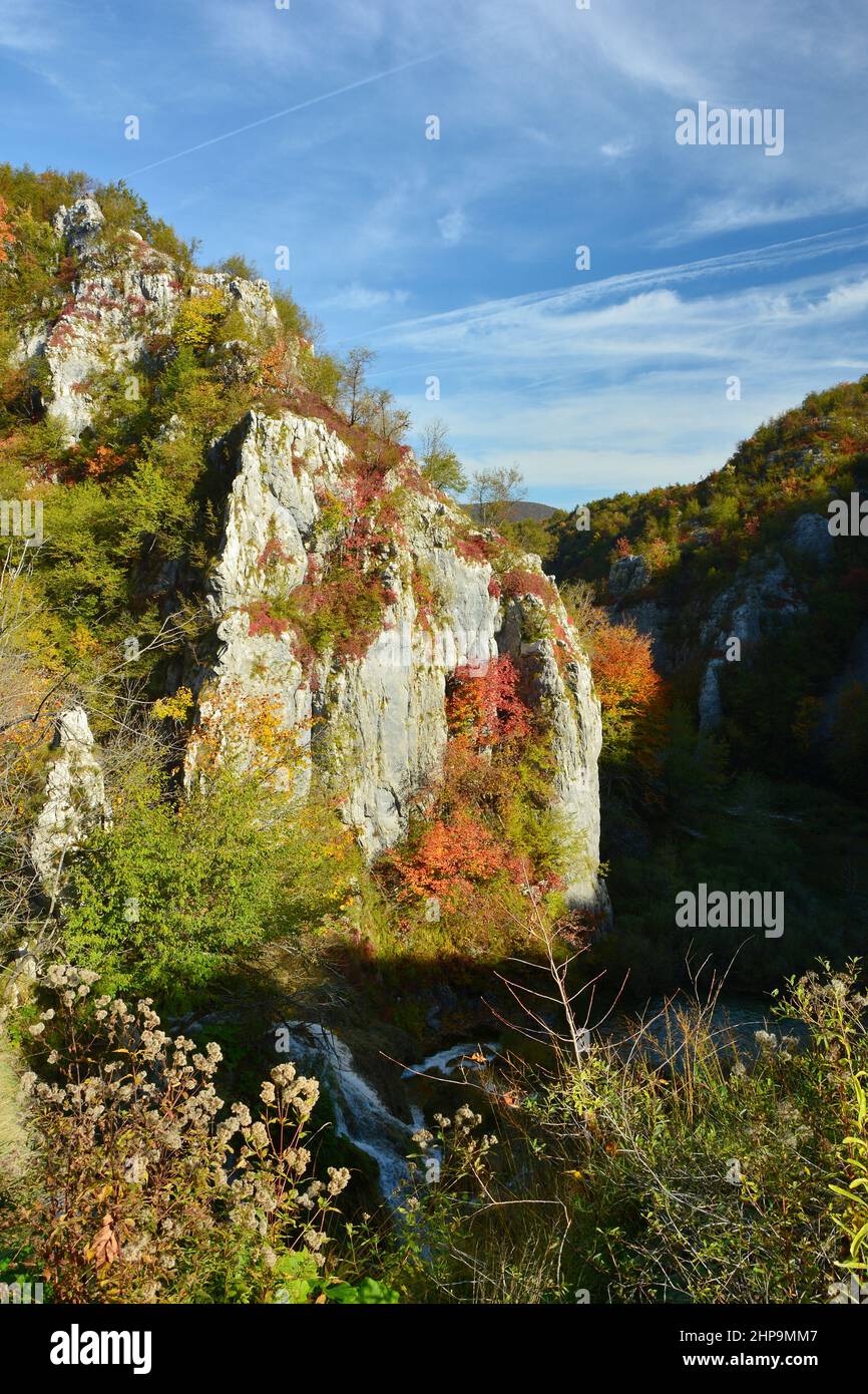 Parco Nazionale di Plitvice in autunno, Croazia Foto Stock