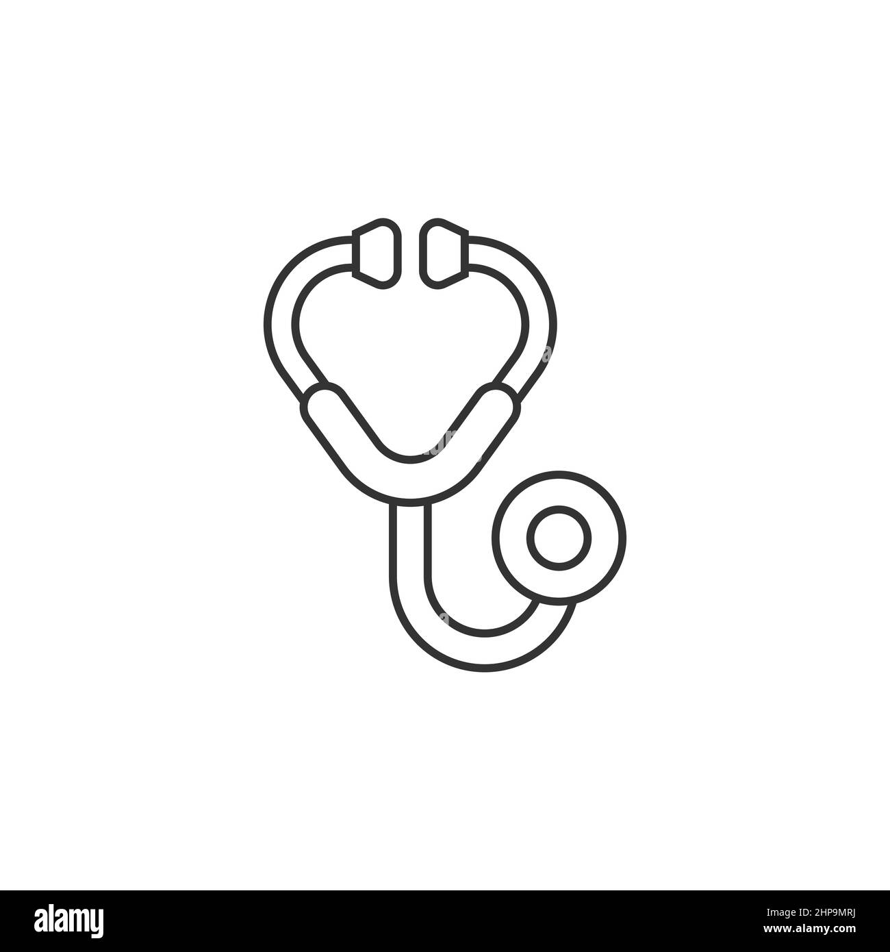 Icona stetoscopio in stile piatto. Illustrazione del vettore diagnostico cardiaco su sfondo isolato. Medicina segno di business concetto. Illustrazione Vettoriale