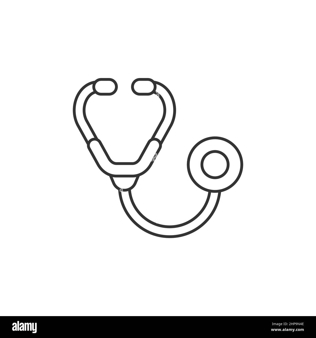 Icona stetoscopio in stile piatto. Illustrazione del vettore diagnostico cardiaco su sfondo isolato. Medicina segno di business concetto. Illustrazione Vettoriale