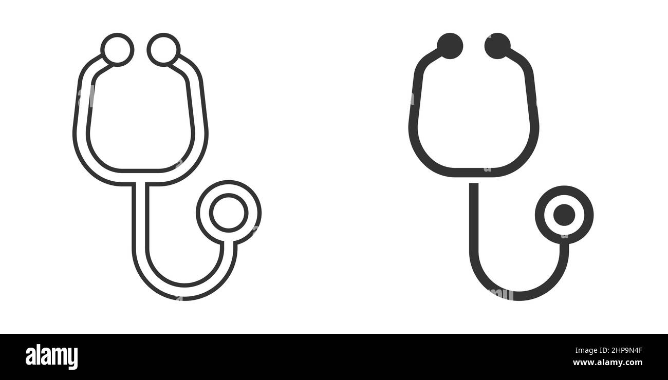 Icona stetoscopio in stile piatto. Illustrazione del vettore diagnostico cardiaco su sfondo isolato. Medicina segno di business concetto. Illustrazione Vettoriale