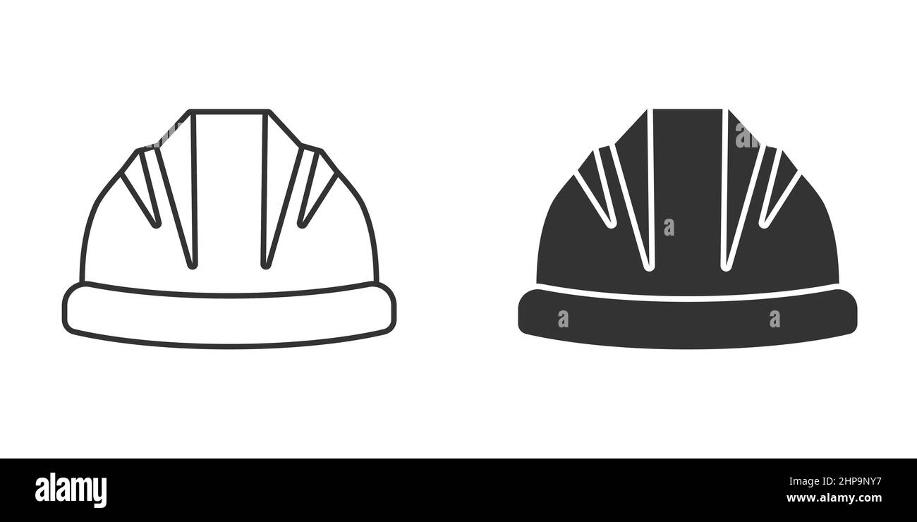 Icona casco da costruzione in stile piatto. Illustrazione vettoriale del tappo di sicurezza su sfondo isolato. Cappello lavoratore segno business concetto. Illustrazione Vettoriale