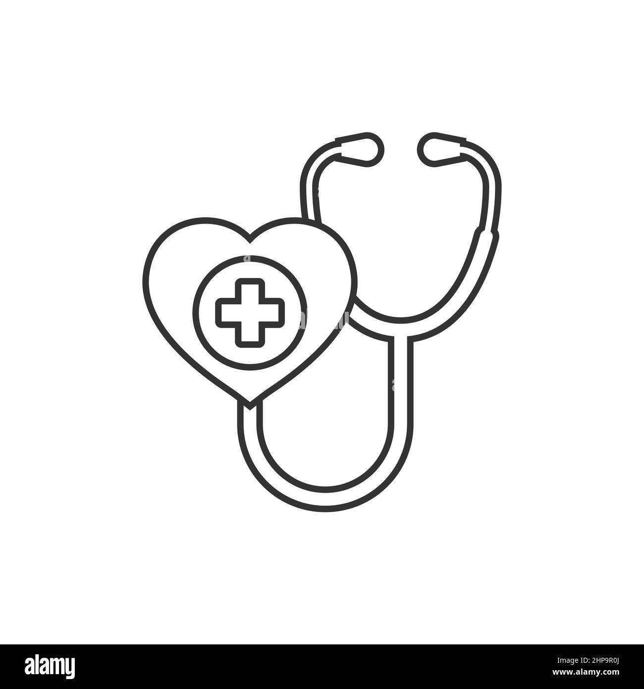 Icona stetoscopio in stile piatto. Illustrazione del vettore diagnostico cardiaco su sfondo isolato. Medicina segno di business concetto. Illustrazione Vettoriale