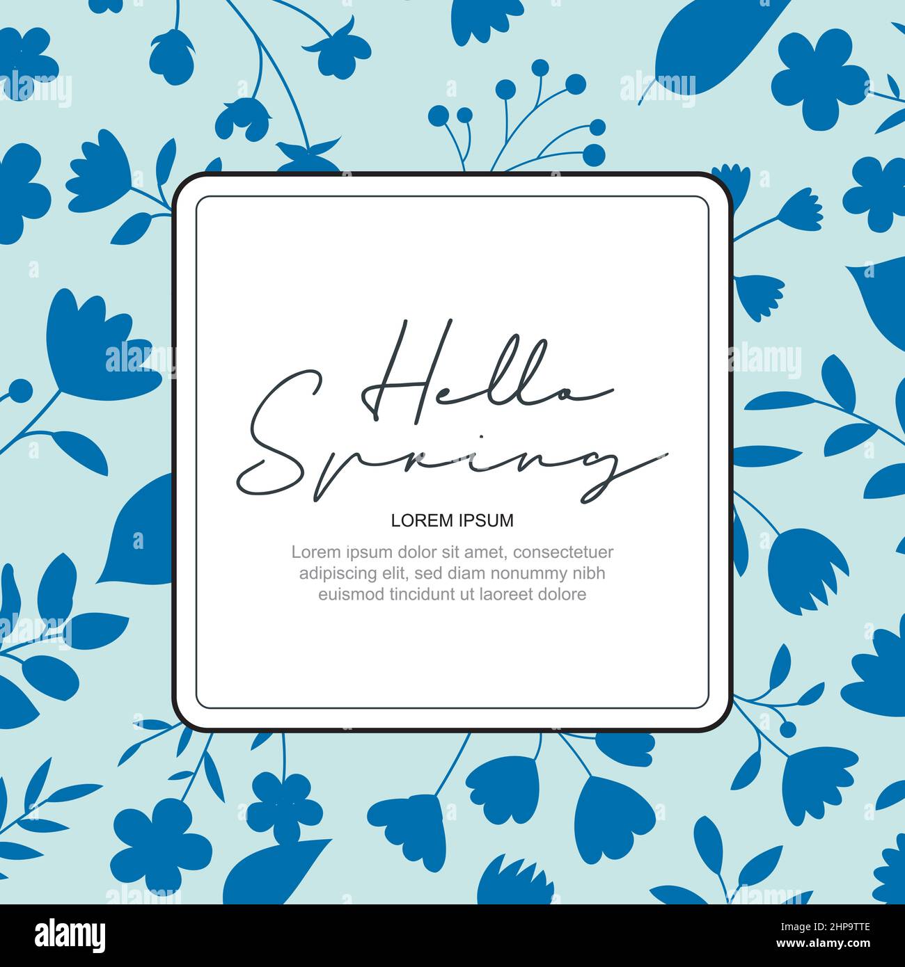 Modello di sfondo banner di Hello Spring con fiore colorato.può essere utilizzato social media card, voucher, carta da parati, volantini, invito, poster, brochure. Illustrazione Vettoriale