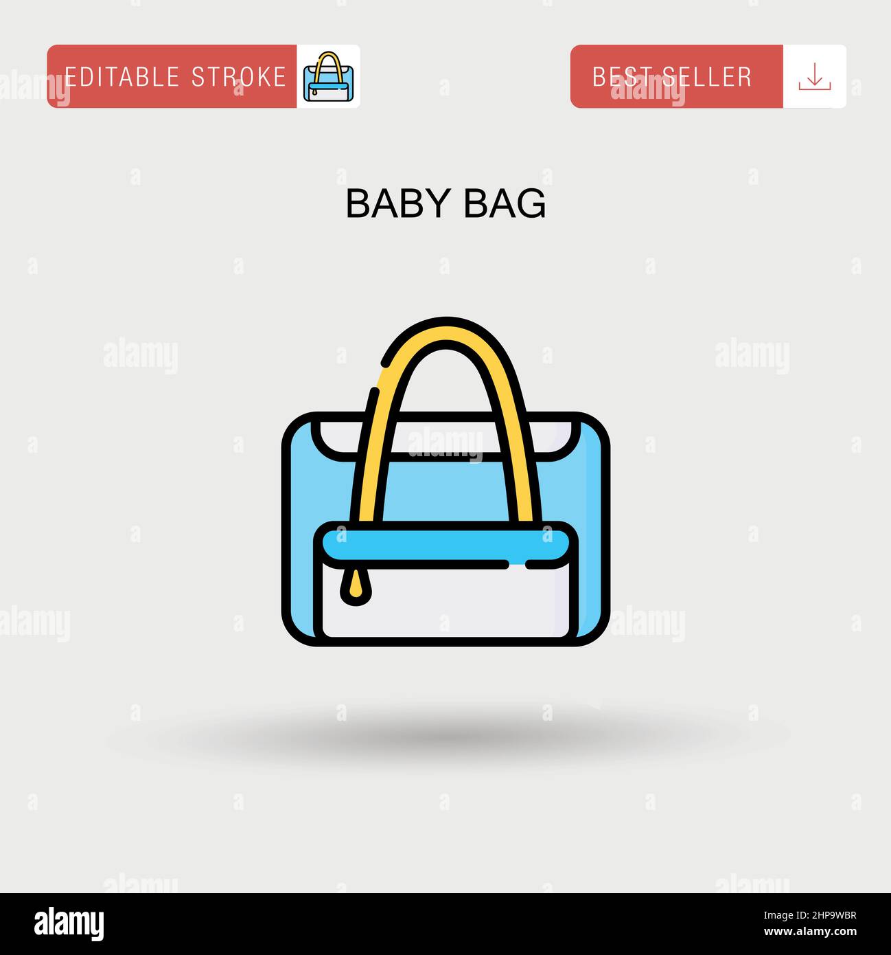 Icona vettoriale semplice per la borsa del bambino. Illustrazione Vettoriale