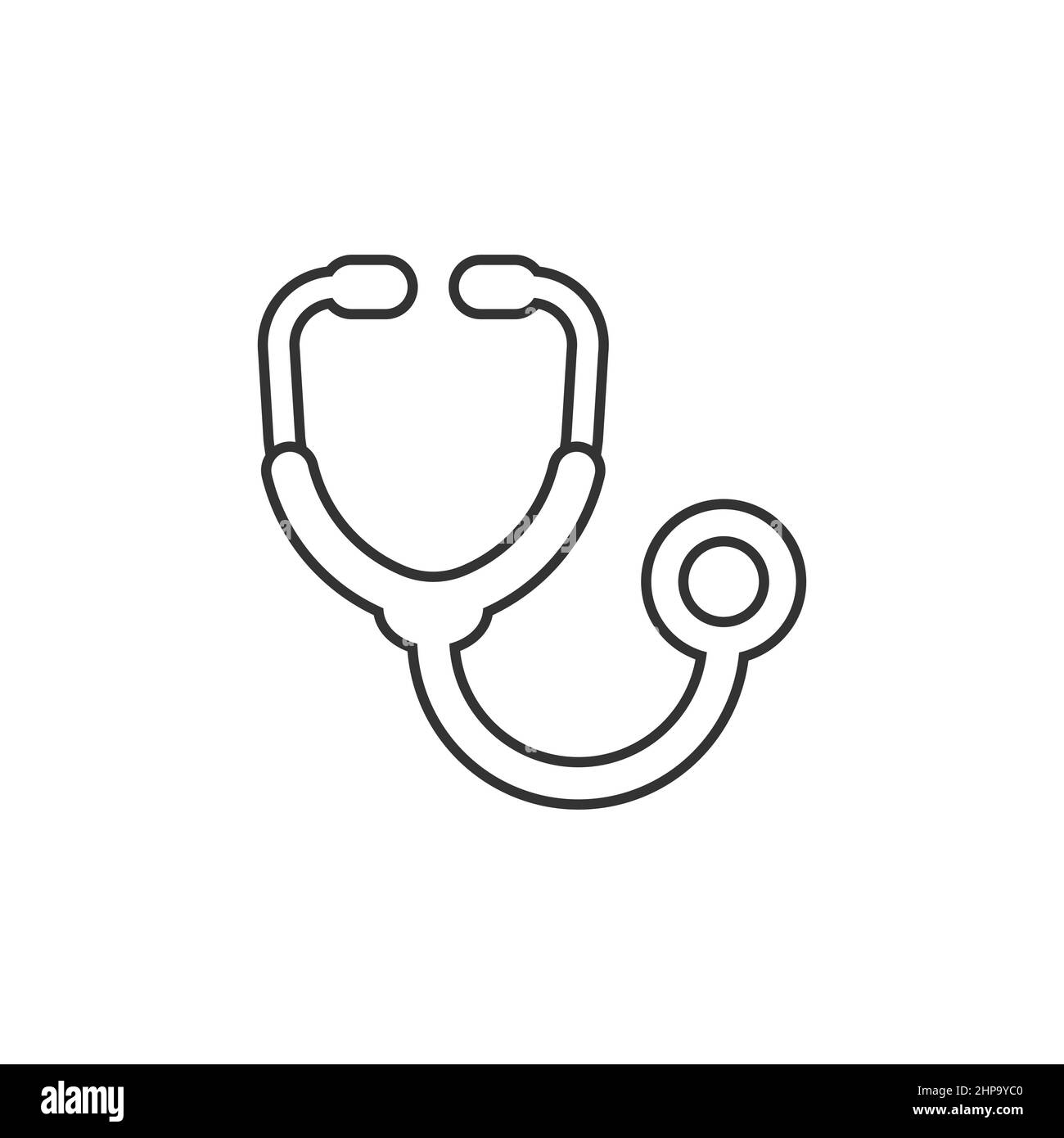 Icona stetoscopio in stile piatto. Illustrazione del vettore diagnostico cardiaco su sfondo isolato. Medicina segno di business concetto. Illustrazione Vettoriale