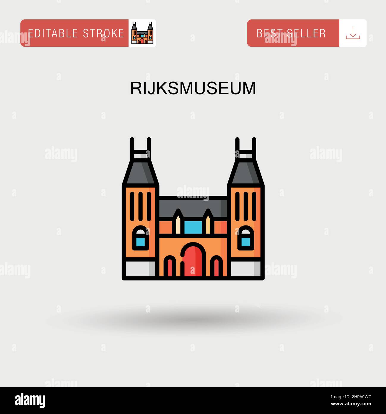 Rijksmuseum semplice icona vettoriale. Illustrazione Vettoriale