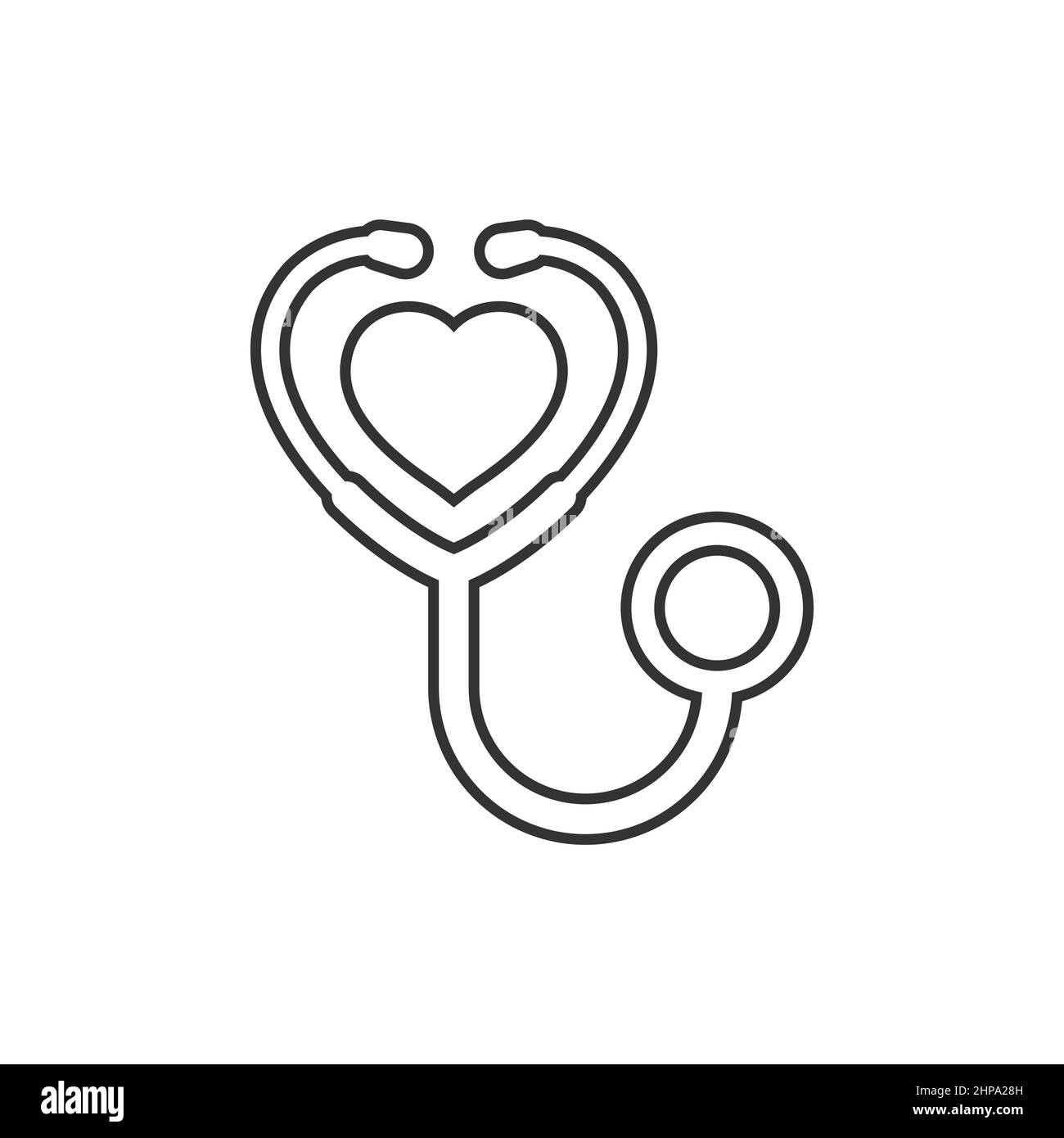 Icona stetoscopio in stile piatto. Illustrazione del vettore diagnostico cardiaco su sfondo isolato. Medicina segno di business concetto. Illustrazione Vettoriale