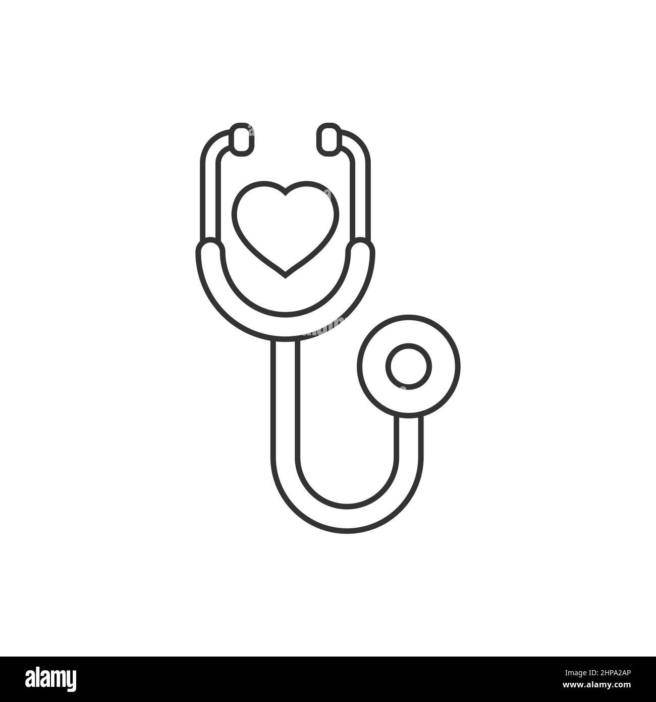 Icona stetoscopio in stile piatto. Illustrazione del vettore diagnostico cardiaco su sfondo isolato. Medicina segno di business concetto. Illustrazione Vettoriale