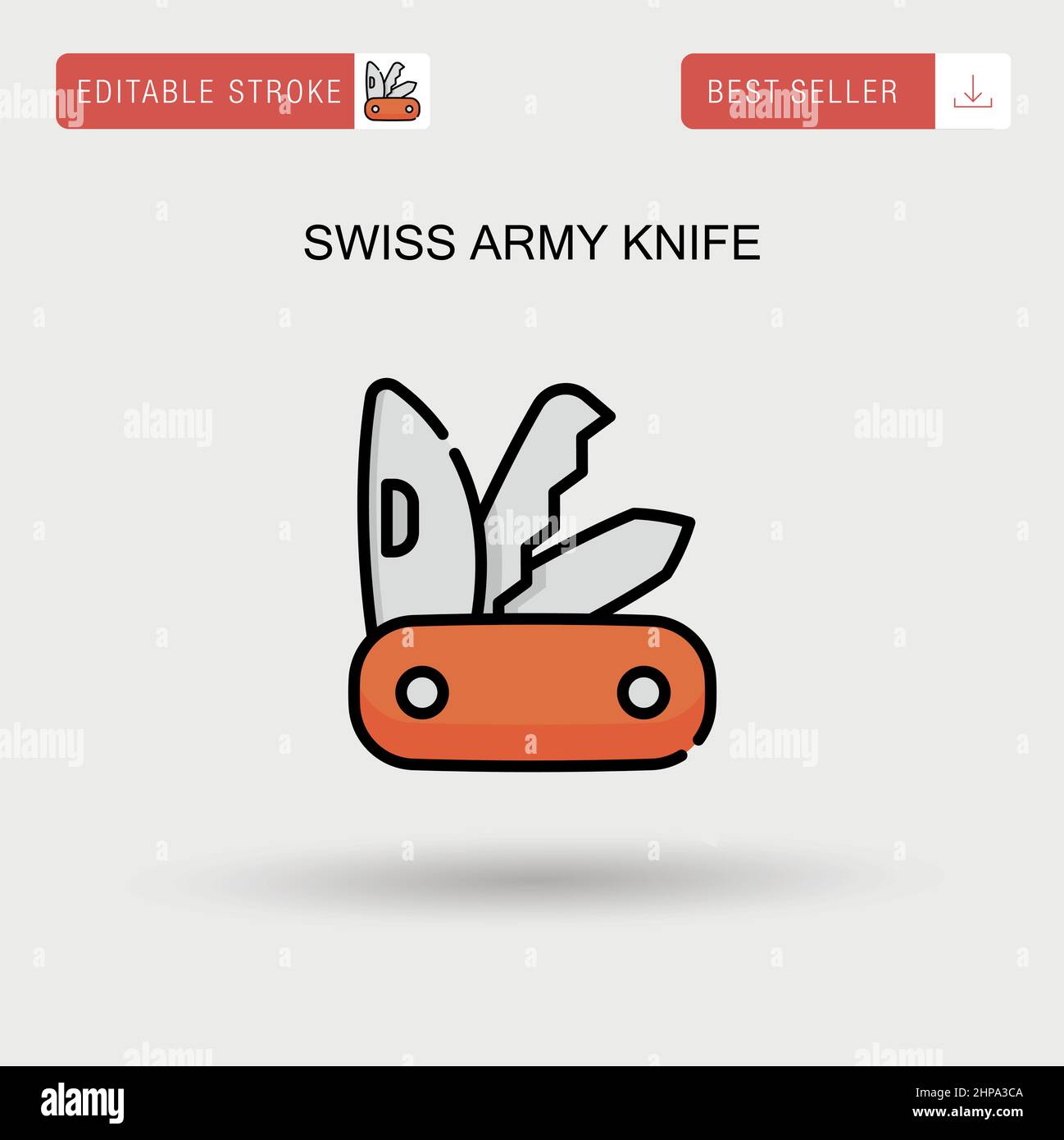 Coltello militare svizzero semplice icona vettoriale. Illustrazione Vettoriale