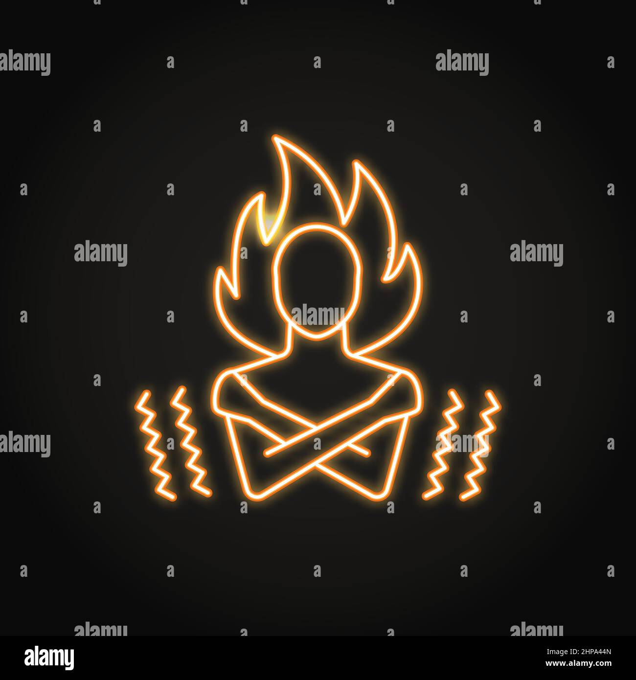 I brividi al neon o le sensazioni di calore sono un'icona nello stile della linea. Illustrazione vettoriale. Illustrazione Vettoriale