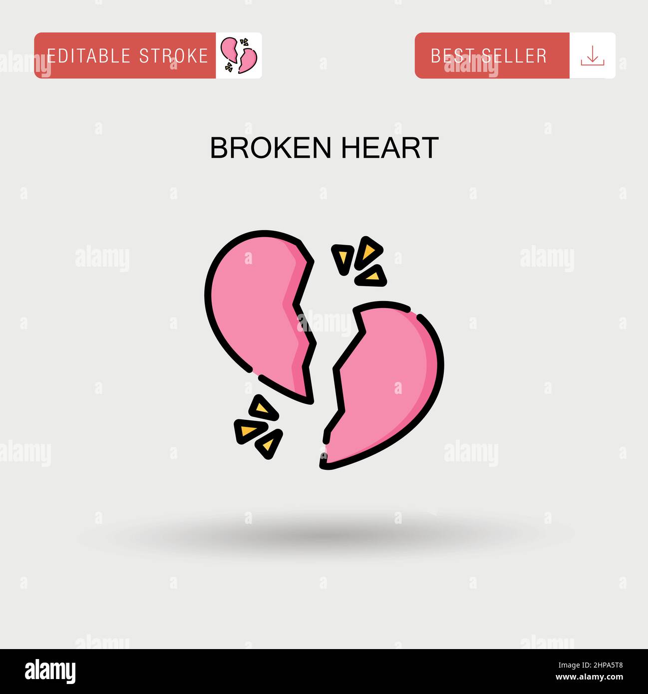 Icona vettore semplice cuore rotto. Illustrazione Vettoriale