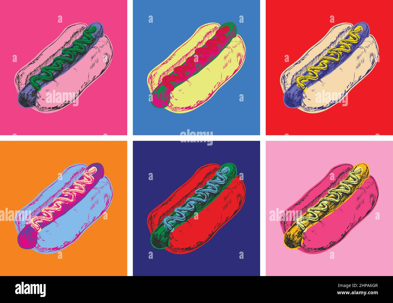 Hotdog Vector Illustrazione Pop Art Style Illustrazione Vettoriale