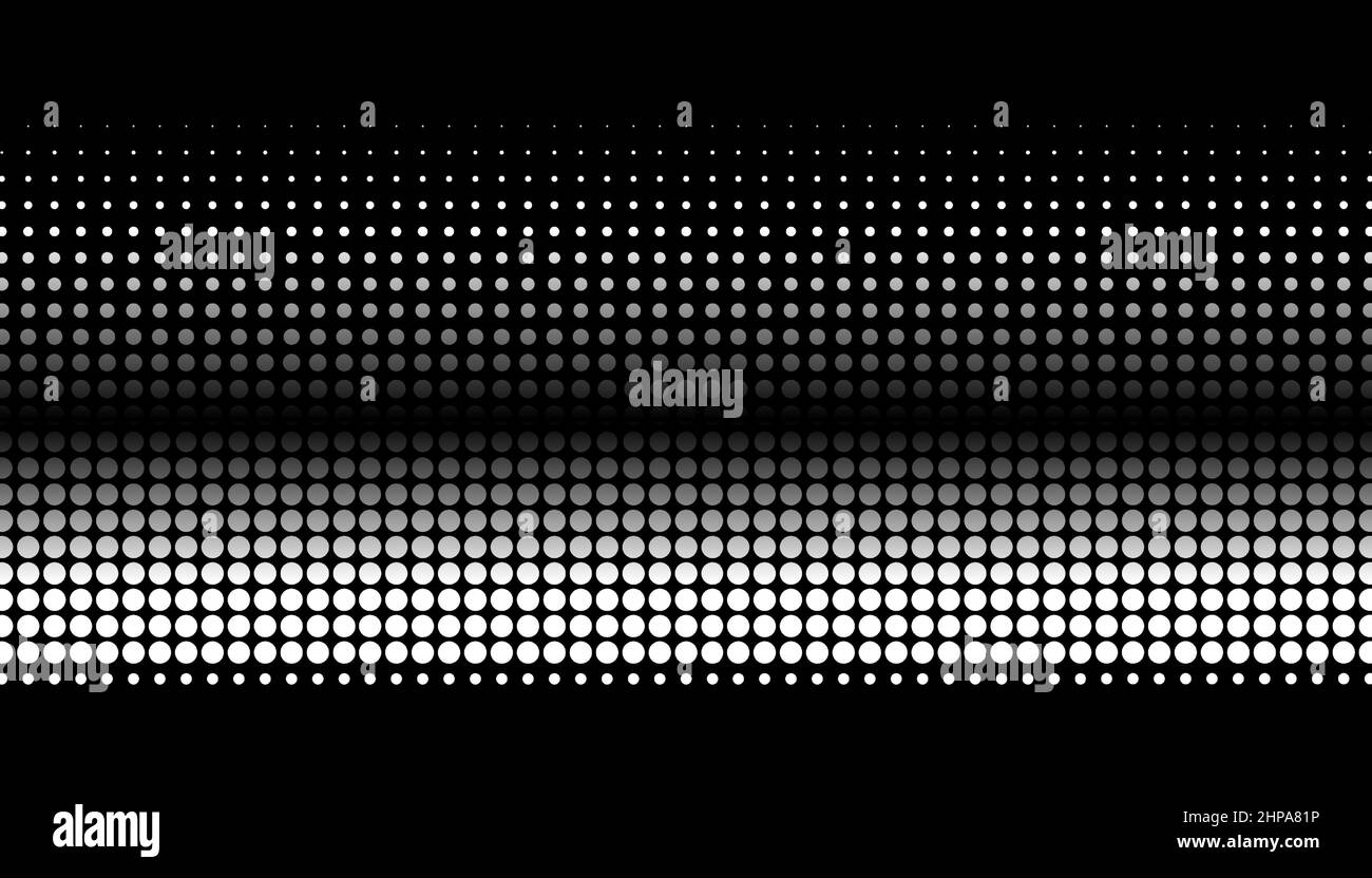 Sfumatura dei mezzitoni retro dai punti. Sfondo monocromatico a mezzitoni bianco e nero con cerchi. Illustrazione vettoriale Illustrazione Vettoriale