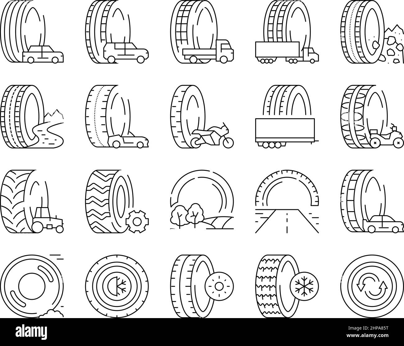 Usato Tire Vendita Negozio icone Business Set Vector . Illustrazione Vettoriale