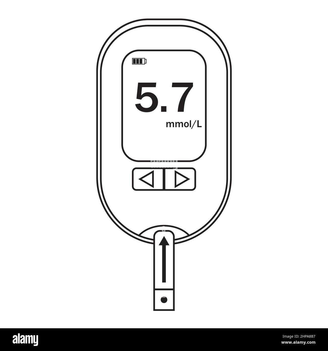 Dispositivo di misurazione della glicemia contorno nero vettore isolato illustrazione. Illustrazione Vettoriale