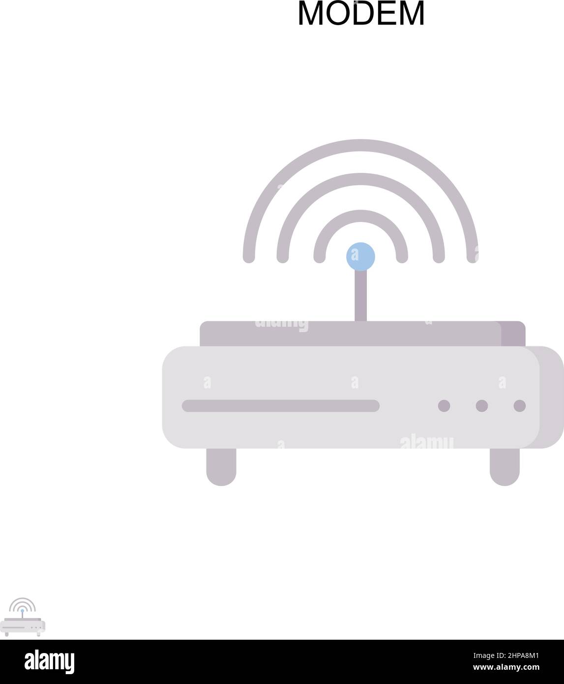 Icona vettore semplice modem. Modello di disegno del simbolo di illustrazione per l'elemento dell'interfaccia utente mobile Web. Illustrazione Vettoriale