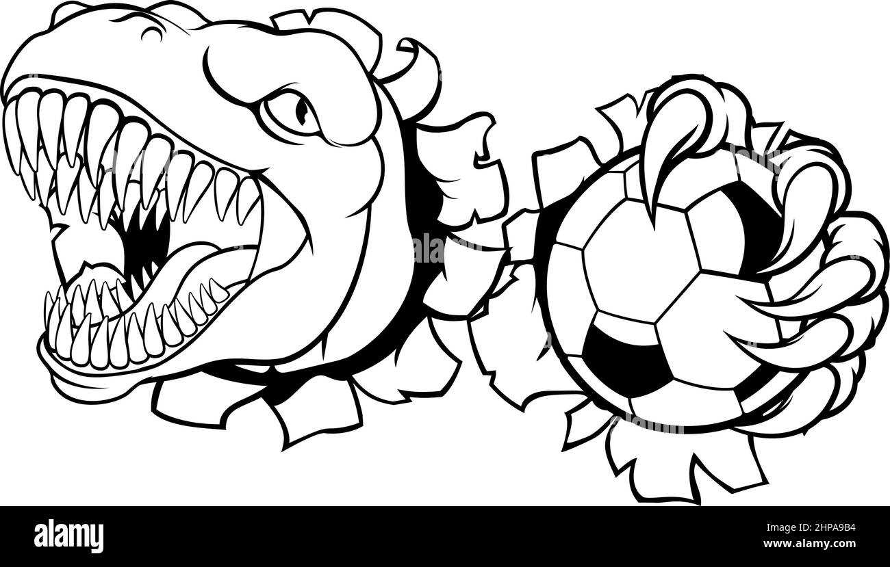 Dinosauro Soccer Football Player mascotte sportive Illustrazione Vettoriale