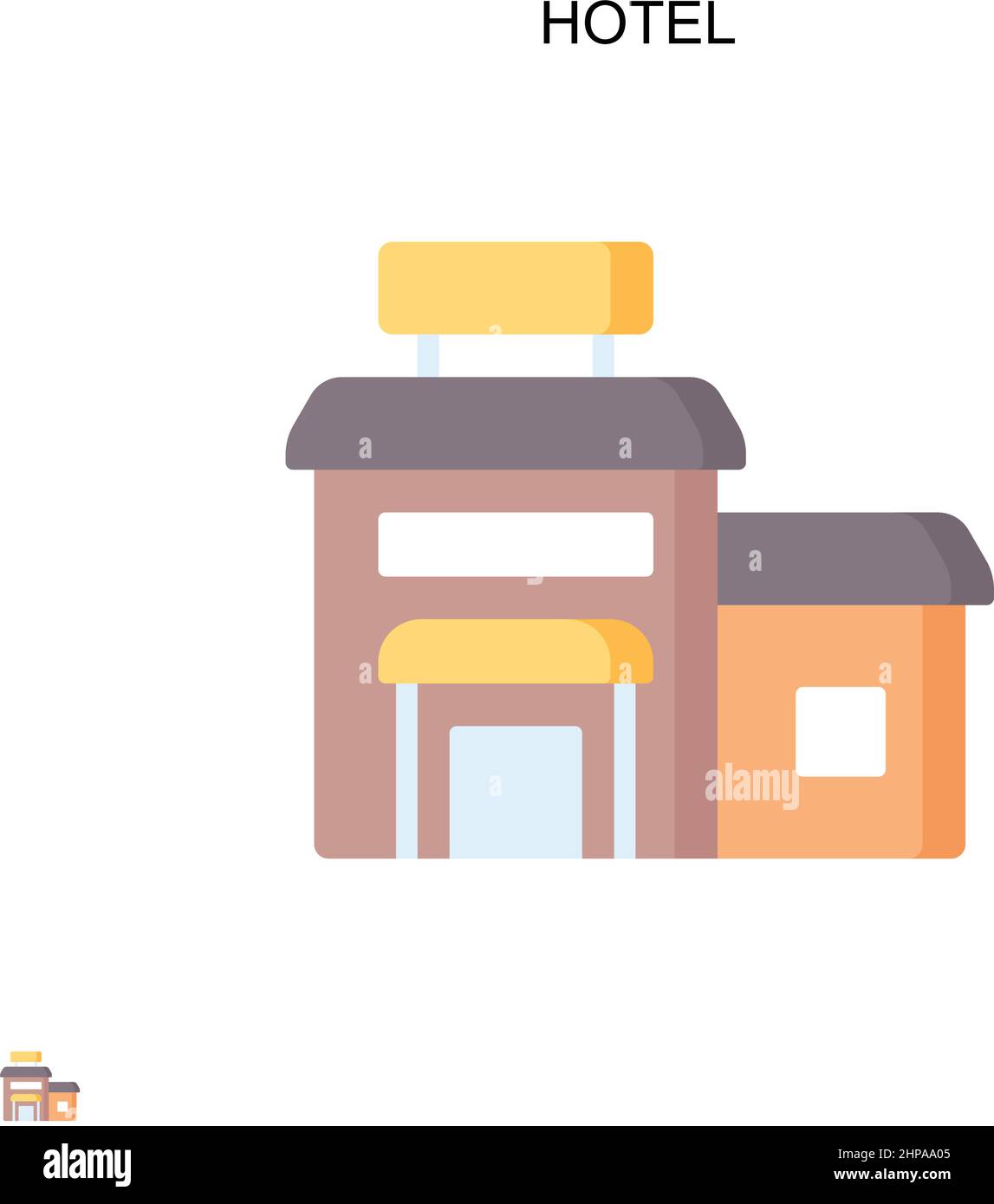 Icona vettore semplice dell'hotel. Modello di disegno del simbolo di illustrazione per l'elemento dell'interfaccia utente mobile Web. Illustrazione Vettoriale