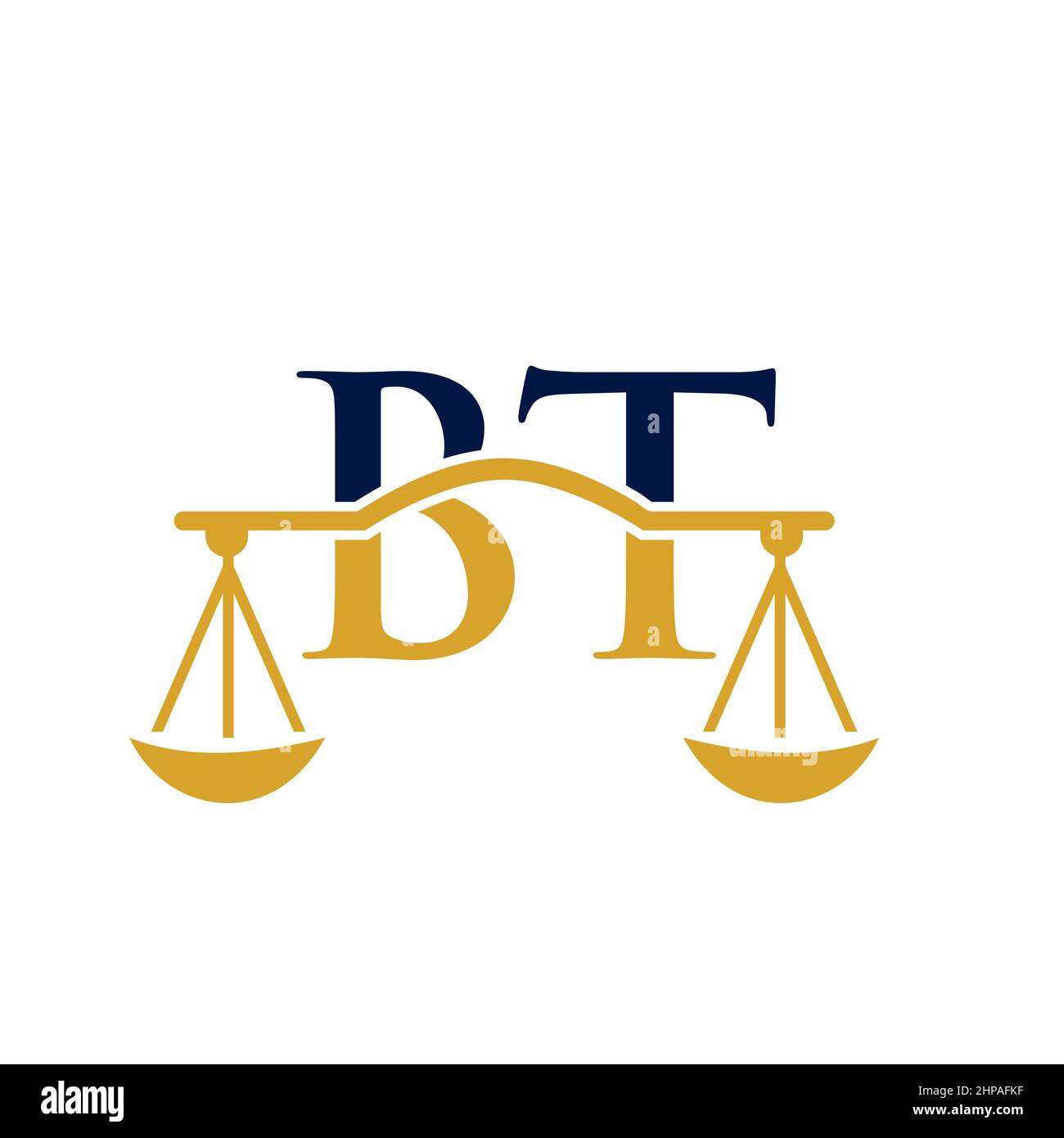 Studio legale Letter BT Logo Design. Avvocato, Giustizia, avvocato, legale, avvocato, Ufficio legale, Scale. Logo della legge sul simbolo della lettera BT Illustrazione Vettoriale
