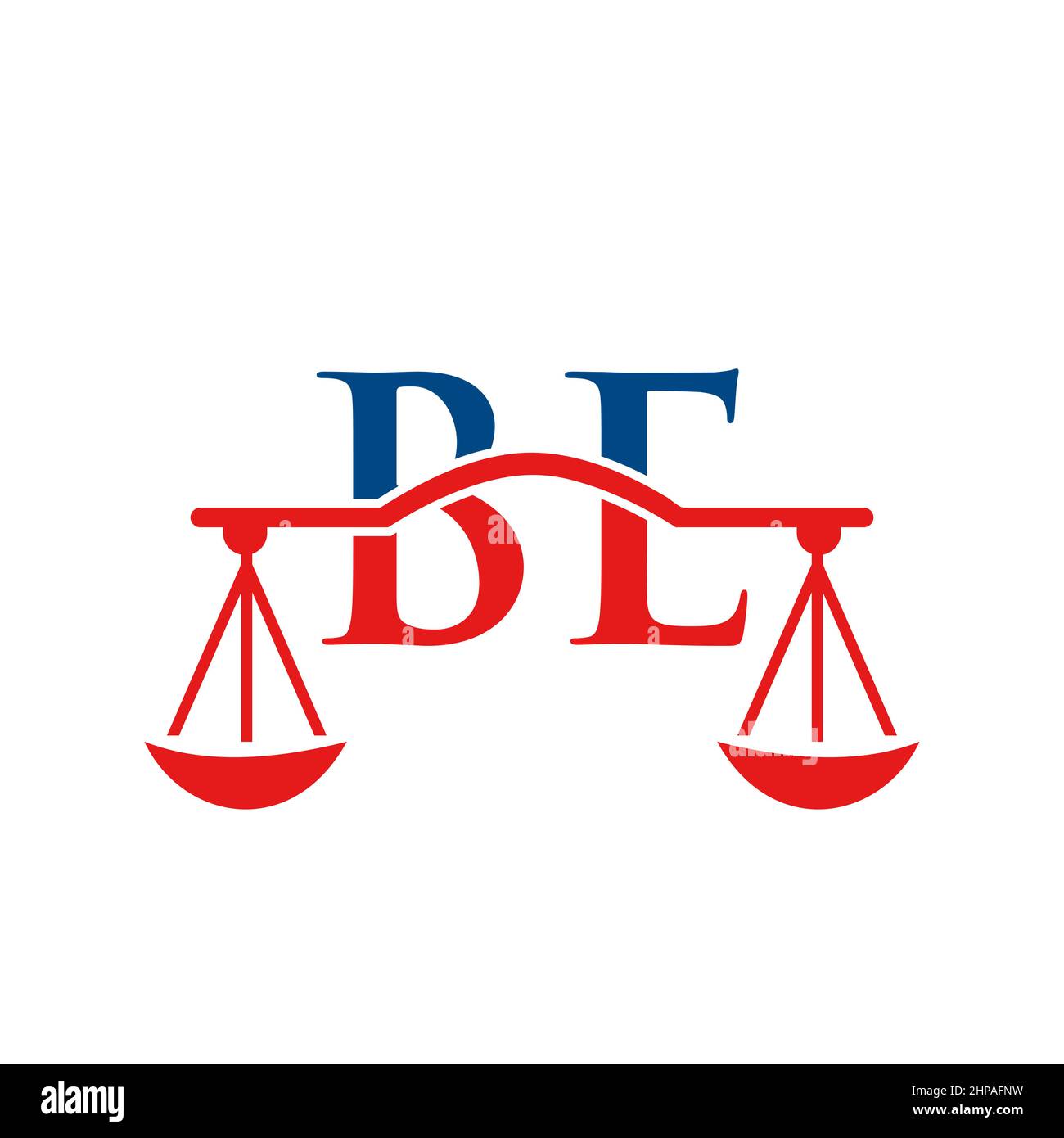 Studio legale Letter BE Logo Design. Avvocato, Giustizia, avvocato, legale, avvocato, Ufficio legale, Scale. Logo della legge sul cartello con la lettera BE Illustrazione Vettoriale