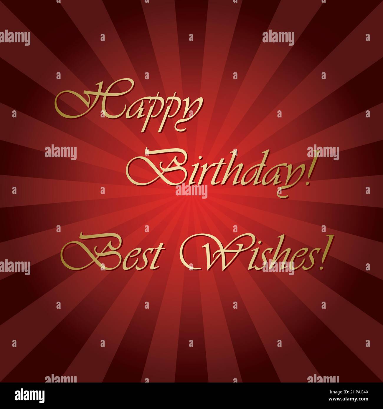 buon compleanno e auguri - bright red vettore biglietto d'auguri con raggi Illustrazione Vettoriale