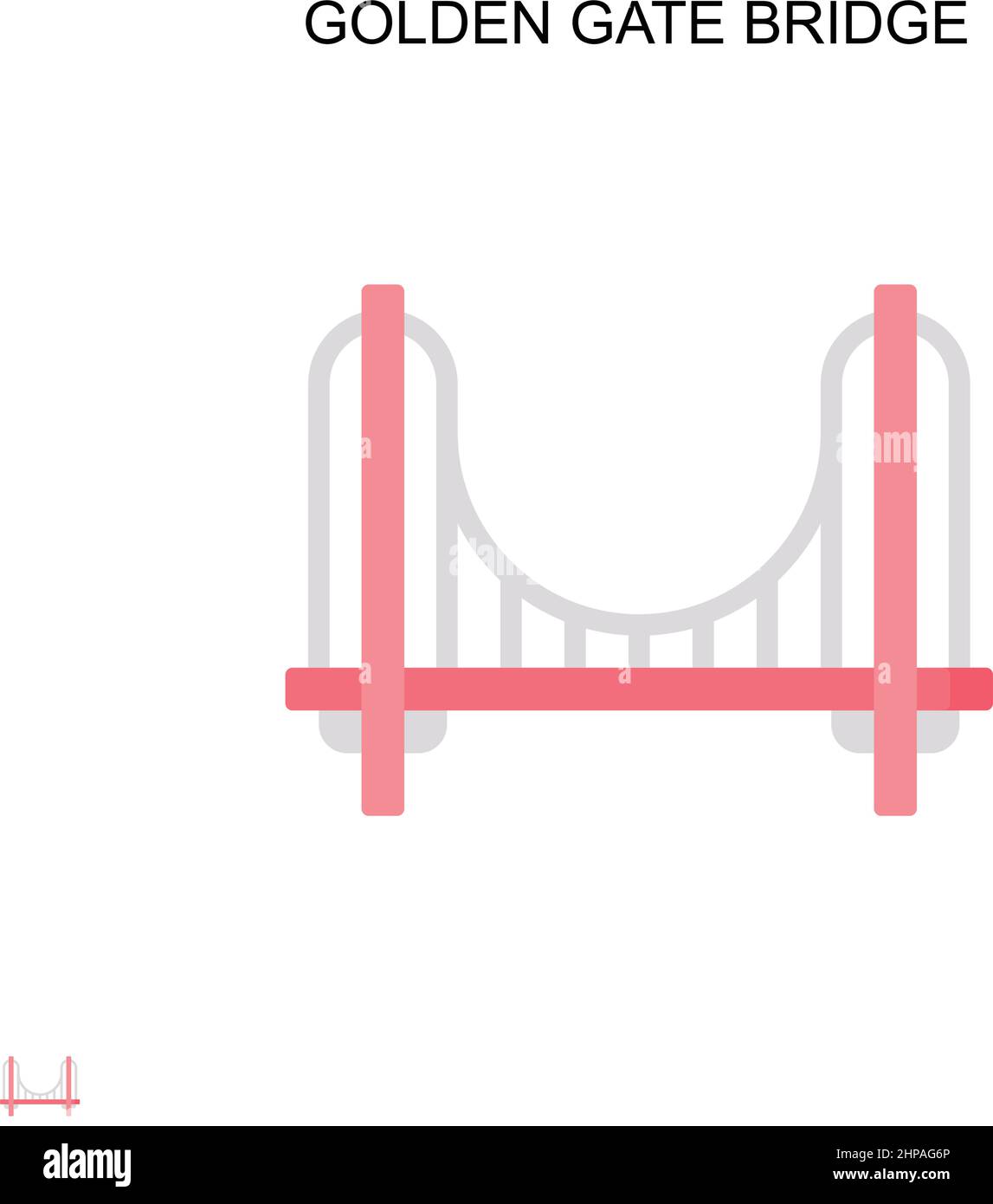 Ponte Golden gate semplice icona vettoriale. Modello di disegno del simbolo di illustrazione per l'elemento dell'interfaccia utente mobile Web. Illustrazione Vettoriale