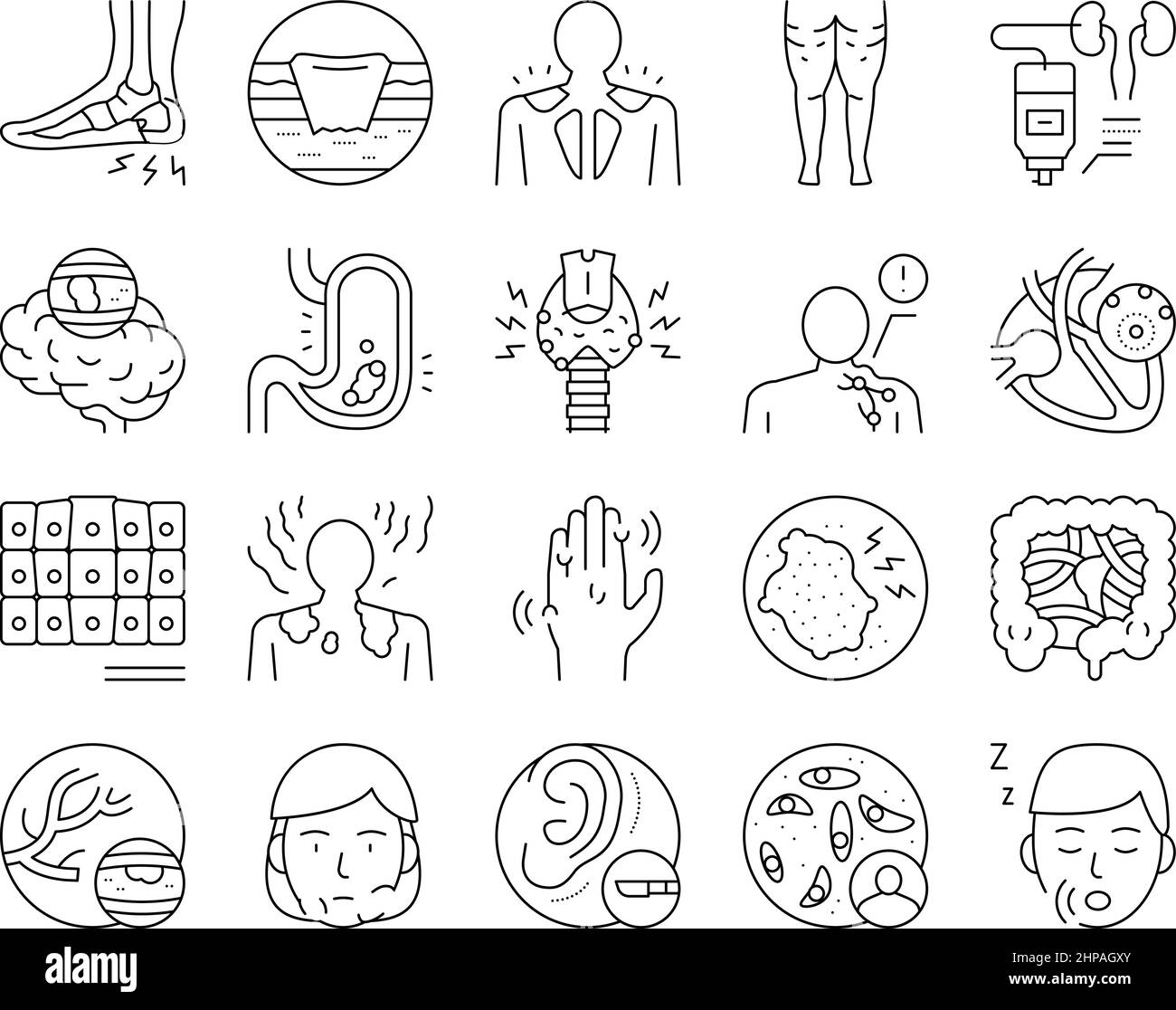 Disease Human Problem Collection Icons Set Vector . Illustrazione Vettoriale