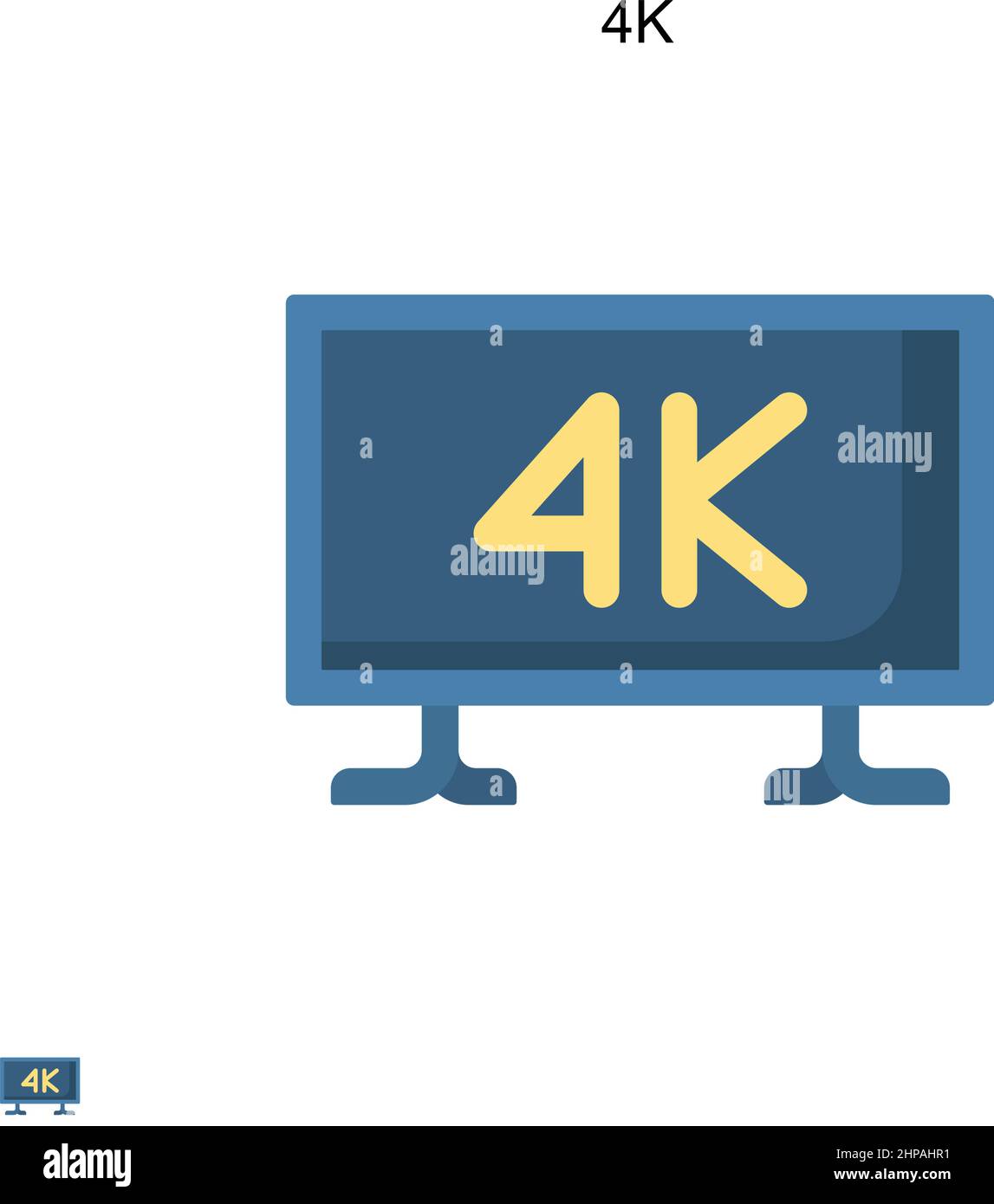 4K icona vettore semplice. Modello di disegno del simbolo di illustrazione per l'elemento dell'interfaccia utente mobile Web. Illustrazione Vettoriale