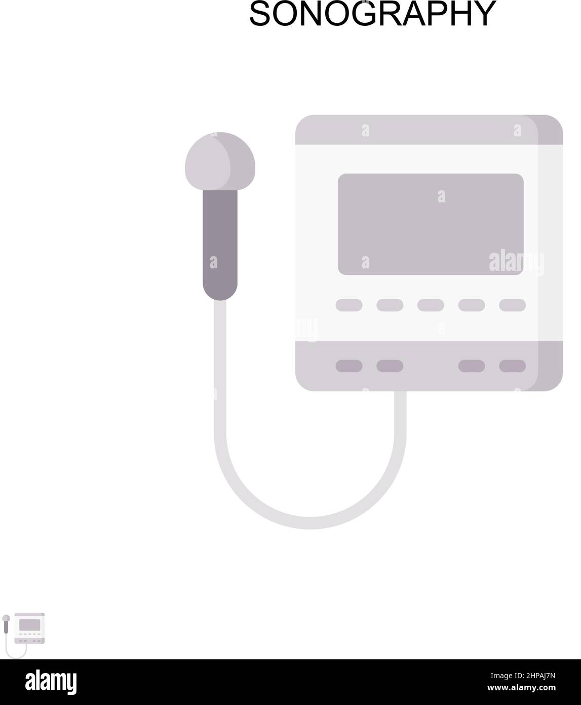 Icona vettore semplice sonografia. Modello di disegno del simbolo di illustrazione per l'elemento dell'interfaccia utente mobile Web. Illustrazione Vettoriale