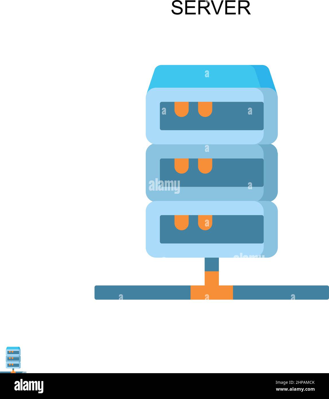 Icona vettore semplice server. Modello di disegno del simbolo di illustrazione per l'elemento dell'interfaccia utente mobile Web. Illustrazione Vettoriale