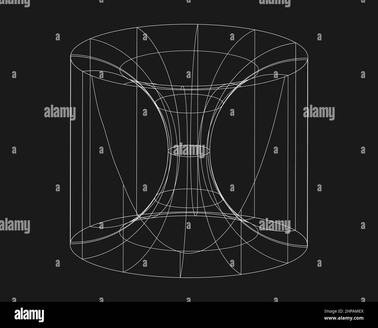 Cyber forma distorta, elemento di design retrò punk. Forma della geometria a reticolo su sfondo nero. Illustrazione vettoriale Illustrazione Vettoriale
