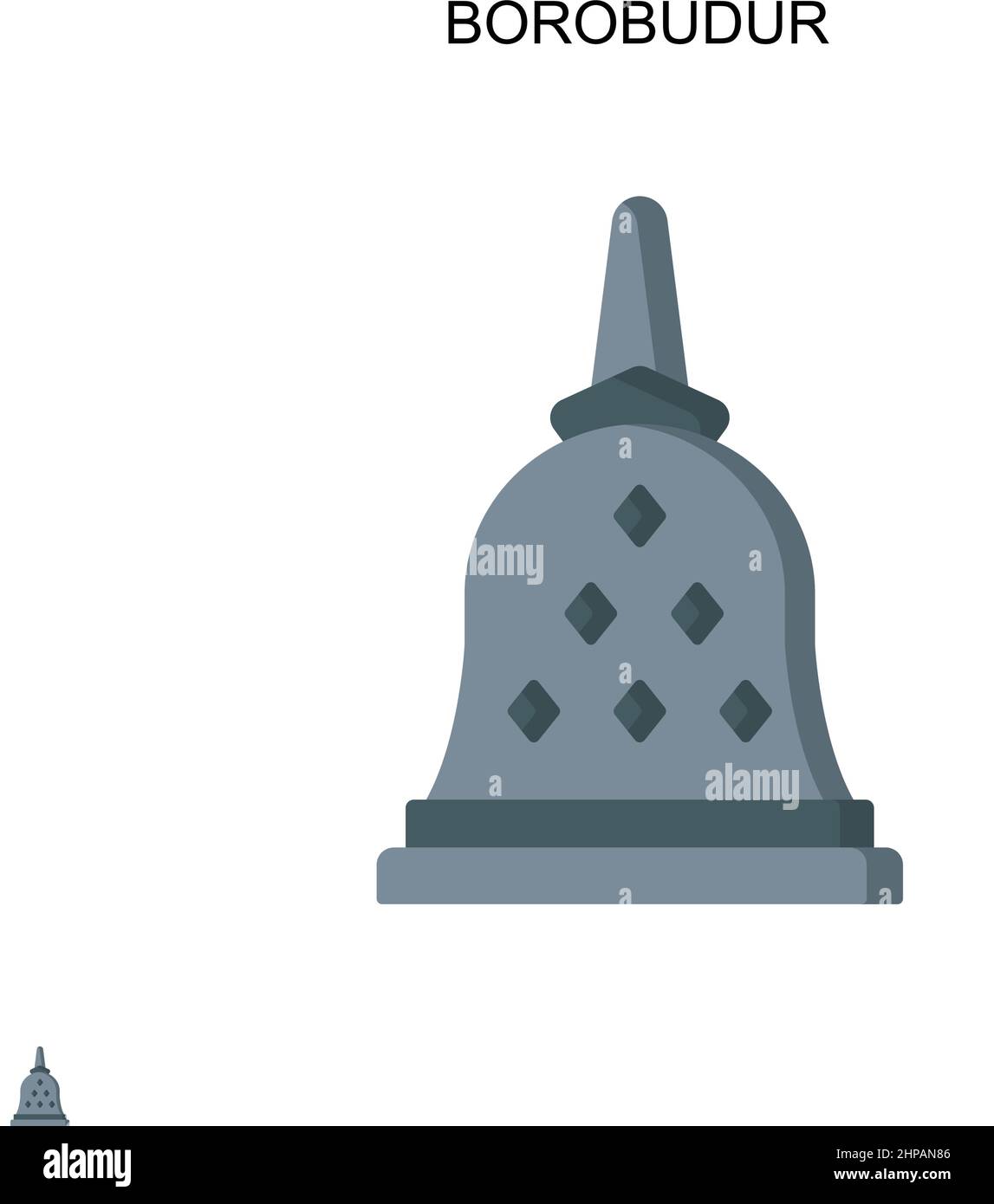 Icona vettore semplice Borobudur. Modello di disegno del simbolo di illustrazione per l'elemento dell'interfaccia utente mobile Web. Illustrazione Vettoriale