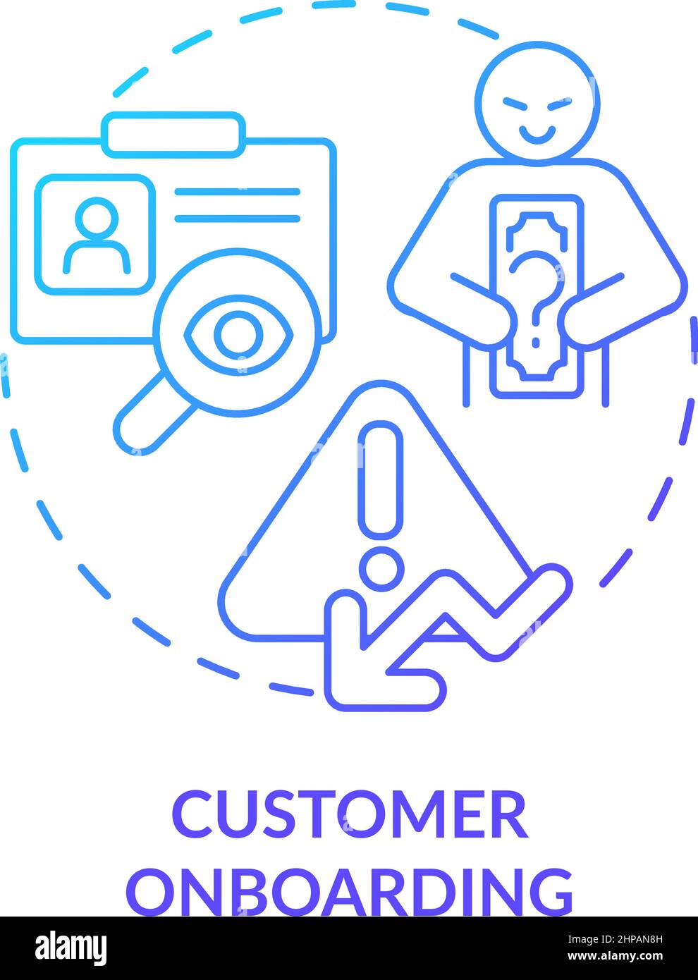 Icona del concetto di gradiente blu di acquisizione del cliente Illustrazione Vettoriale