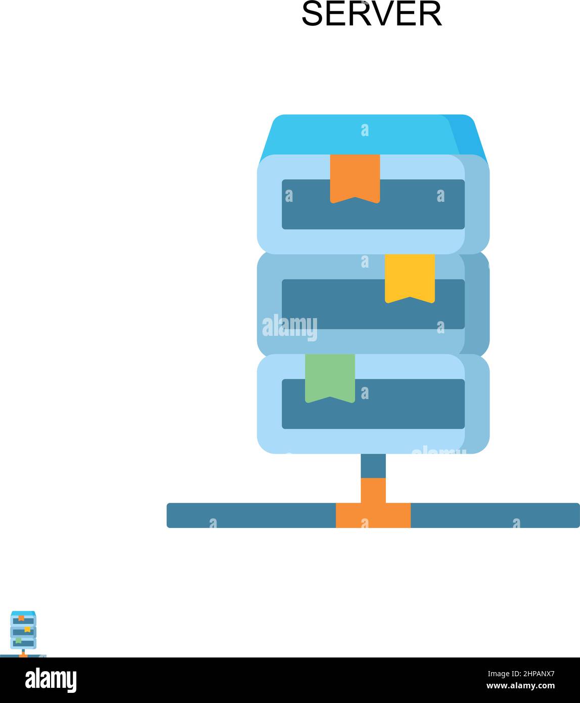 Icona vettore semplice server. Modello di disegno del simbolo di illustrazione per l'elemento dell'interfaccia utente mobile Web. Illustrazione Vettoriale