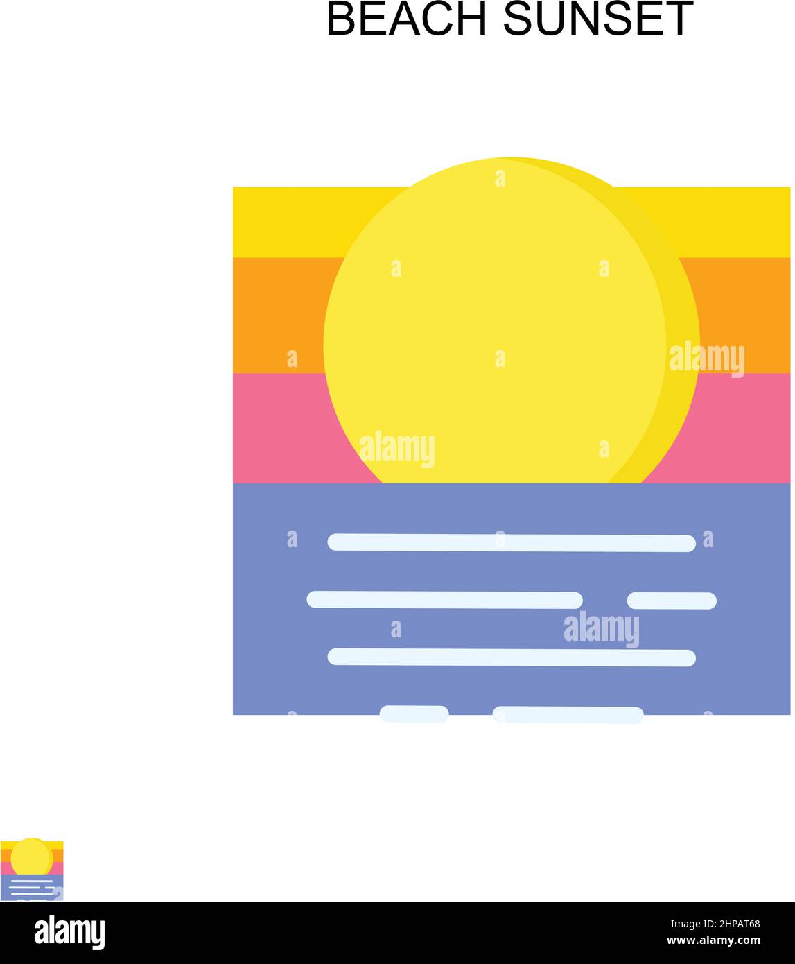 Spiaggia tramonto semplice icona vettoriale. Modello di disegno del simbolo di illustrazione per l'elemento dell'interfaccia utente mobile Web. Illustrazione Vettoriale