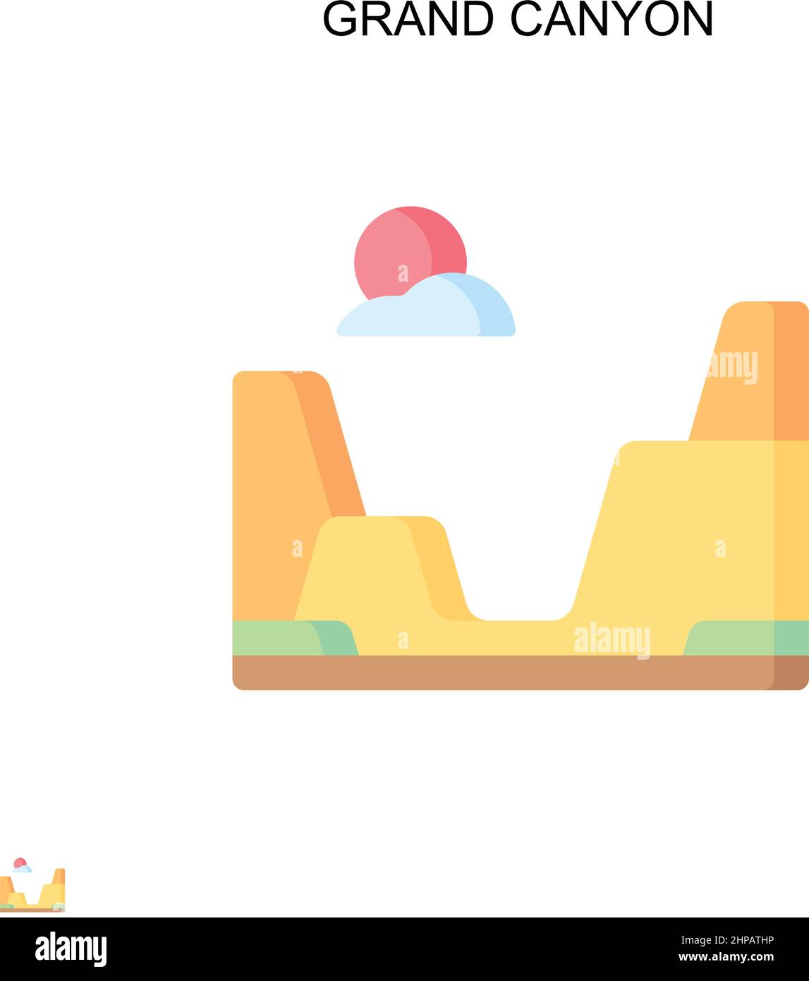 Icona vettoriale semplice del Grand canyon. Modello di disegno del simbolo di illustrazione per l'elemento dell'interfaccia utente mobile Web. Illustrazione Vettoriale