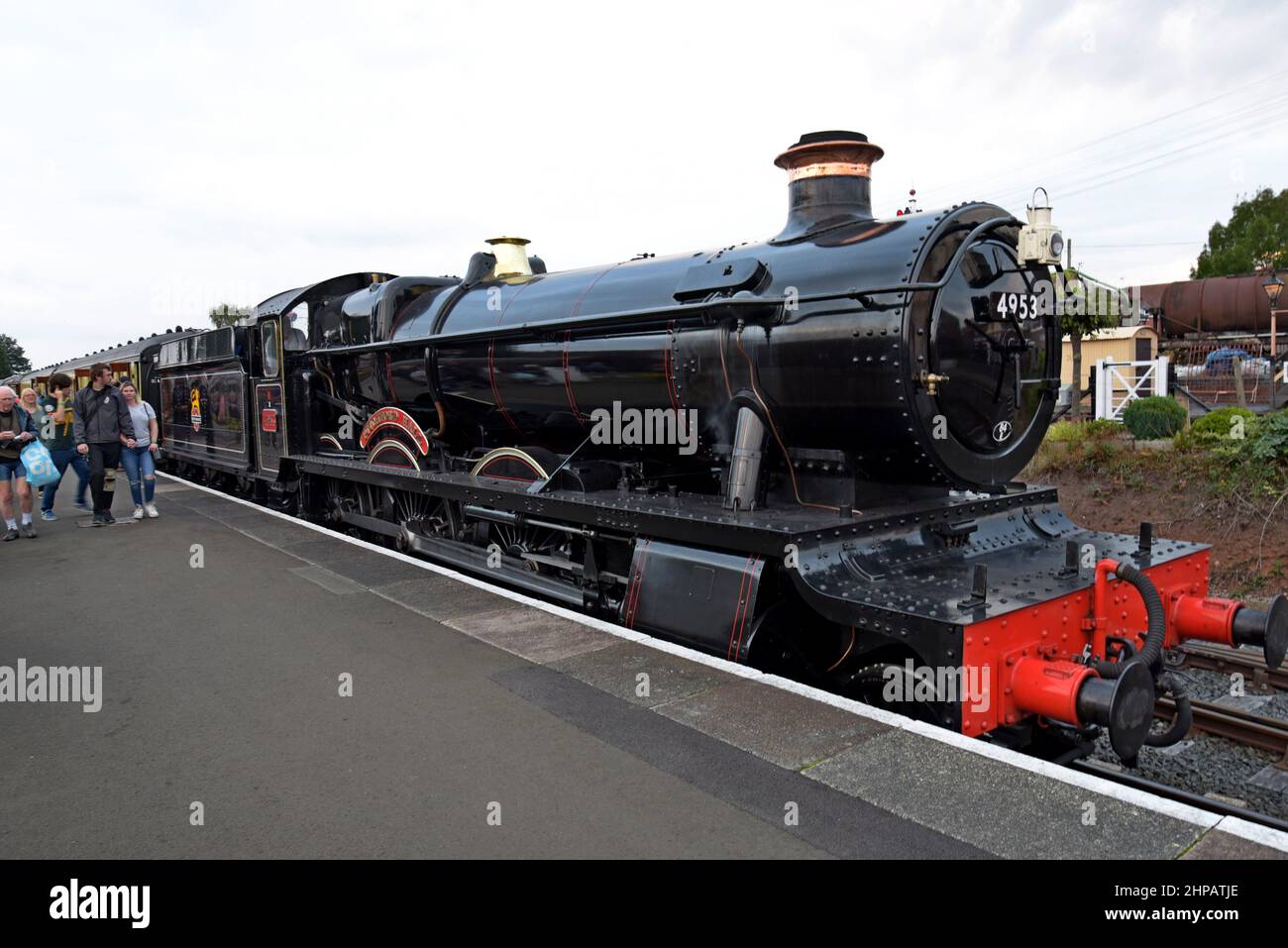 Stazione ferroviaria di Kidderminster, Severn Valley Railway, guardando ex GWR Steam loco 4953 Pitchford Hall. Foto Stock
