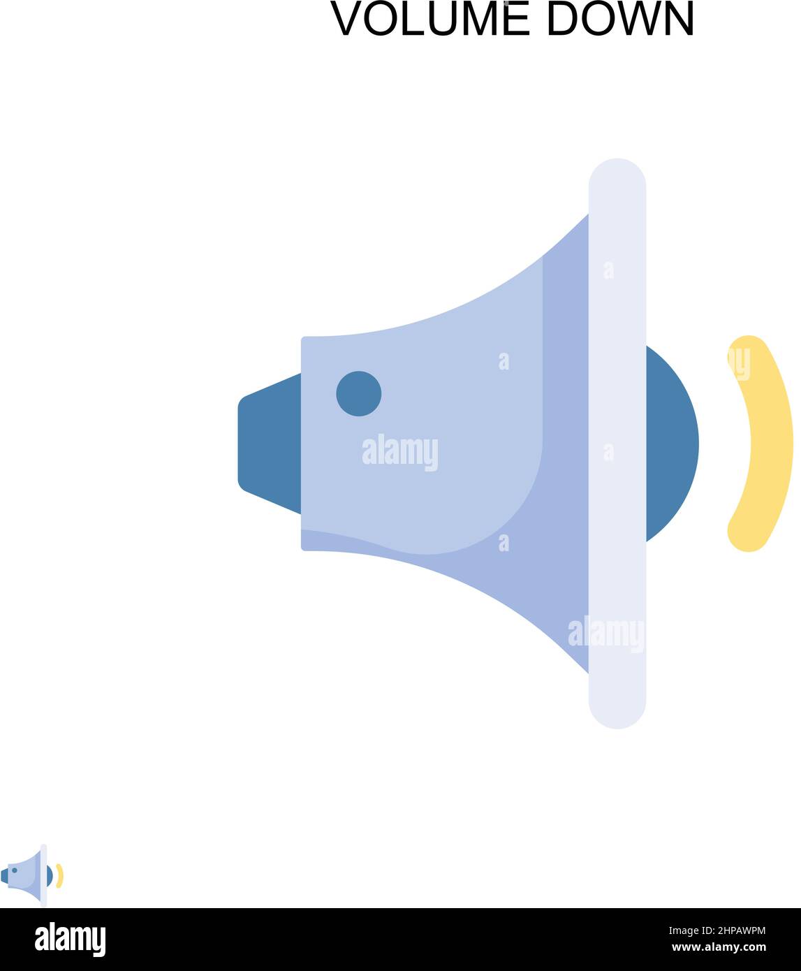 Icona vettore semplice di riduzione del volume. Modello di disegno del simbolo di illustrazione per l'elemento dell'interfaccia utente mobile Web. Illustrazione Vettoriale