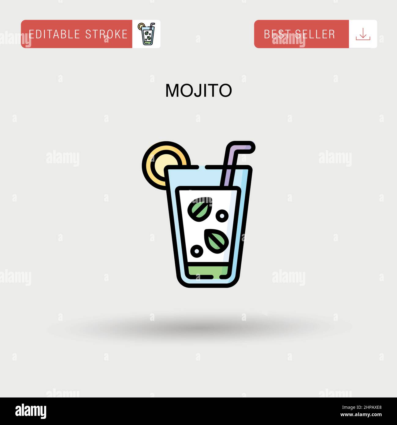 Icona vettore semplice di Mojito. Illustrazione Vettoriale